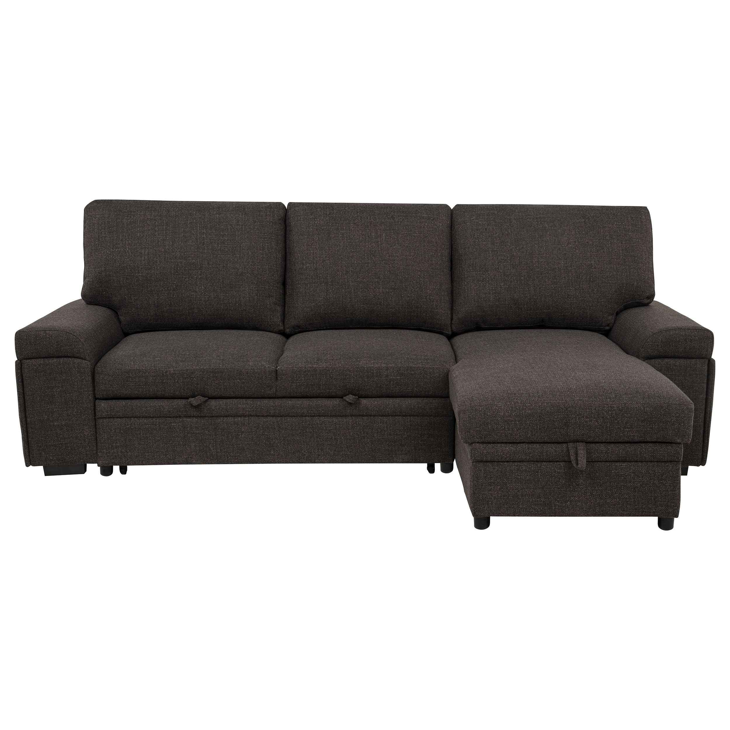 Demko Brown Sleeper Sectional Sofa with Speaker and Storage Chaise - Image 5