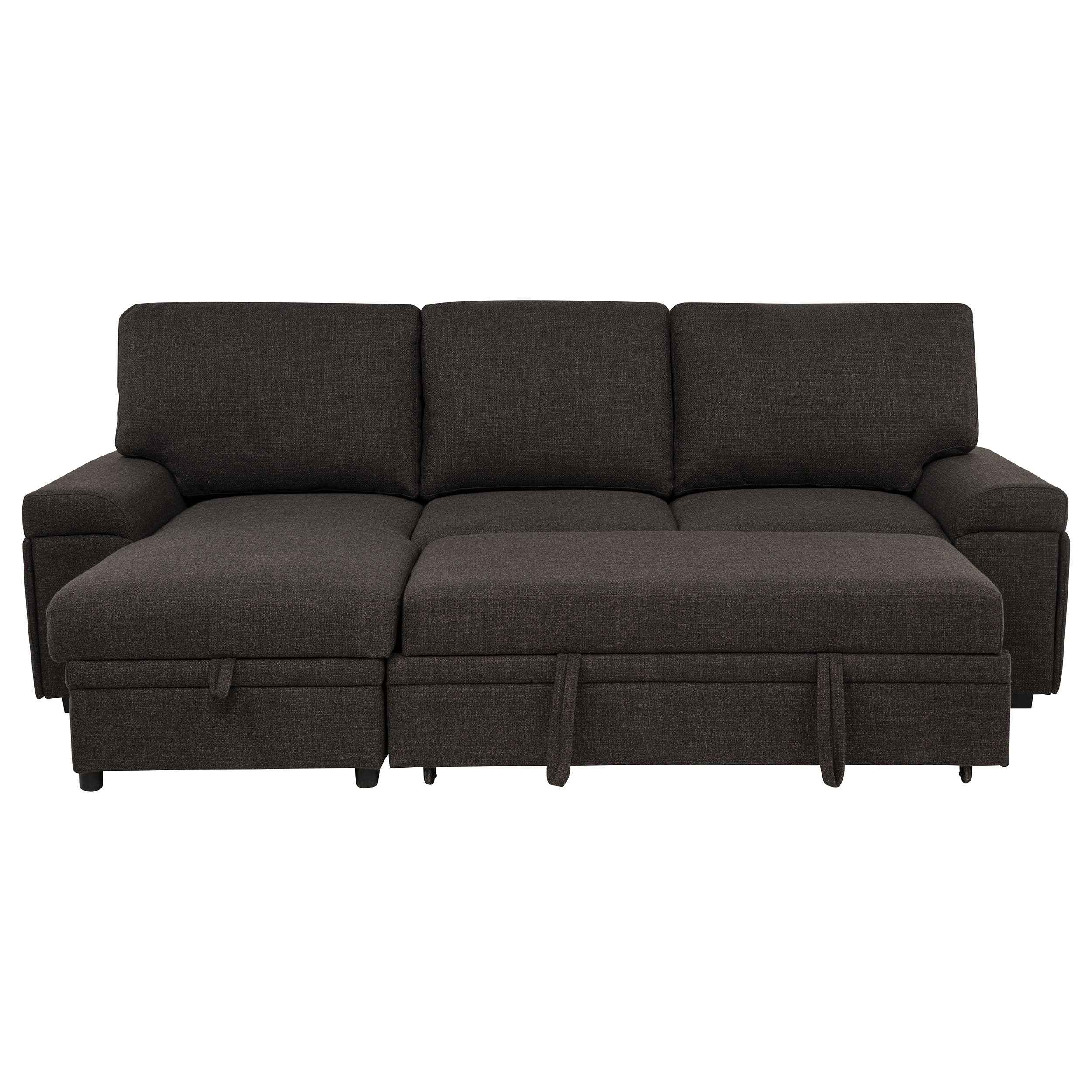 Demko Brown Sleeper Sectional Sofa with Speaker and Storage Chaise - Image 9