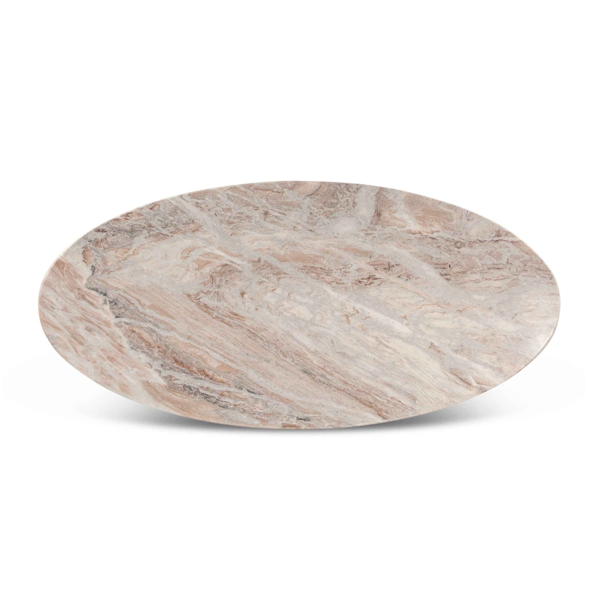 Malibu 90" Oval Dining Table in Sawar Marble with Antique Gold Base - Image 7
