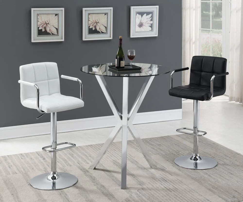 Denali Chrome Round Glass Top Bar Table - Image 4