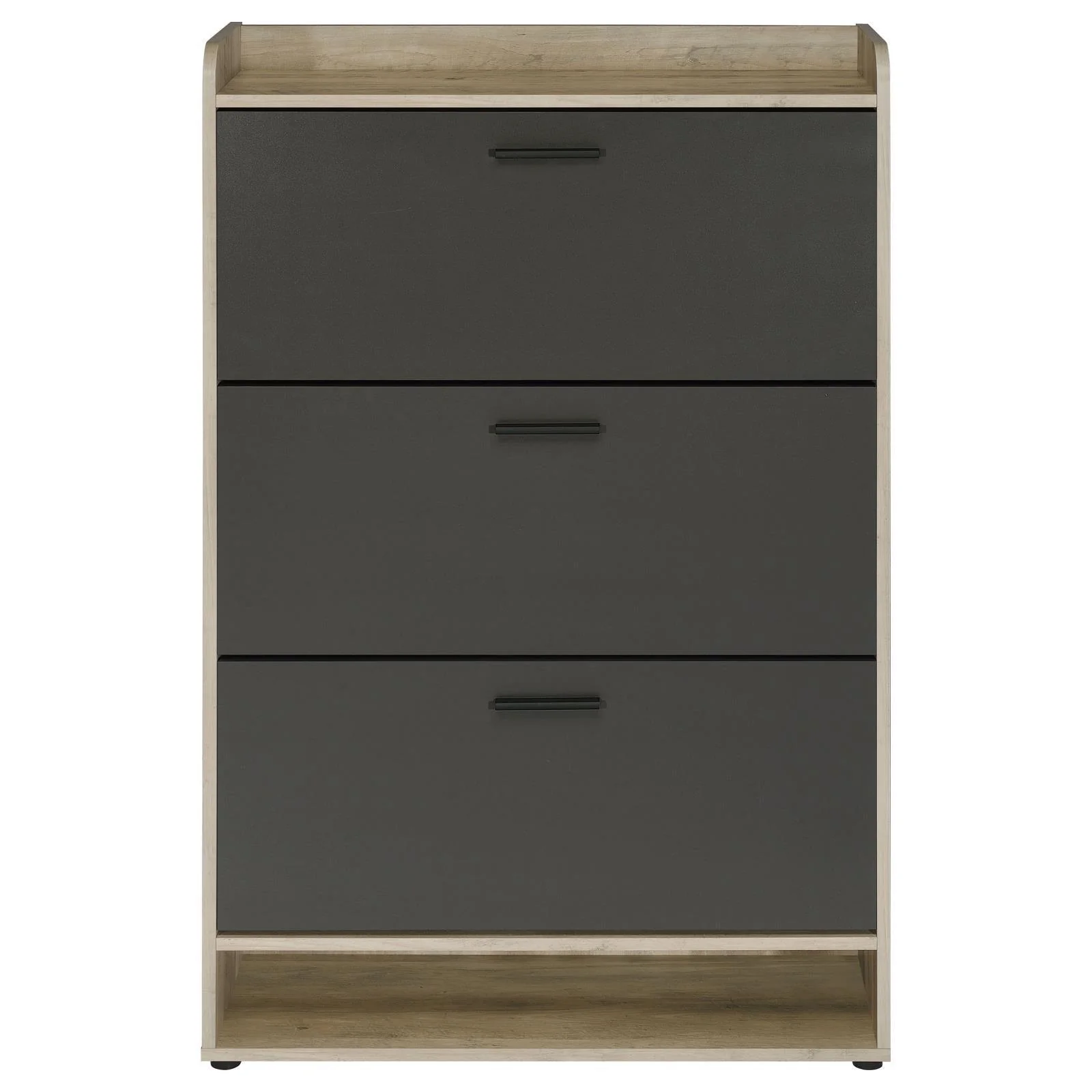 Denia Antique Pine and Grey 3-tier Shoe Storage Cabinet - Image 4