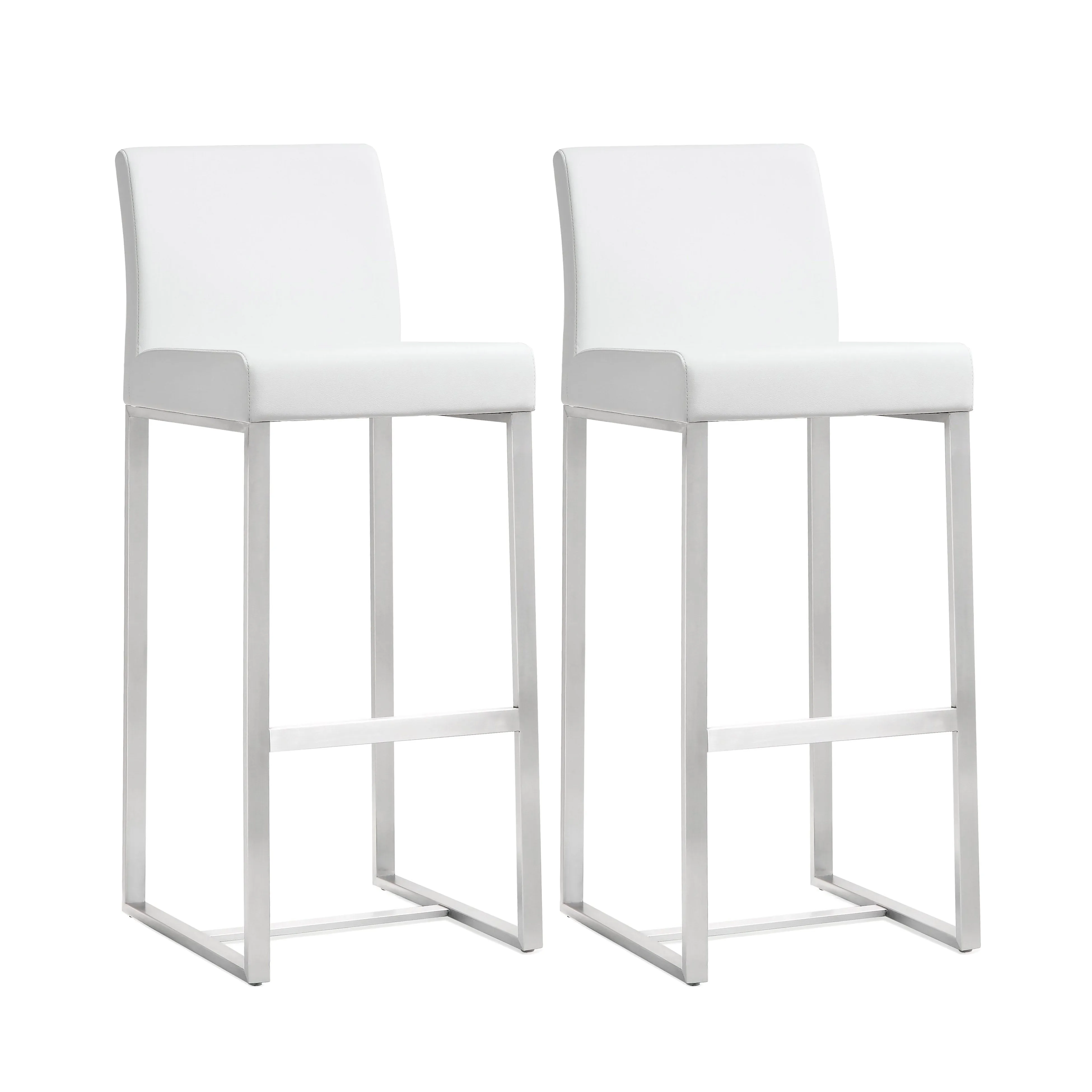 Denmark Performance Vegan Leather Stool with Silver Base - Set of 2 - Image 11