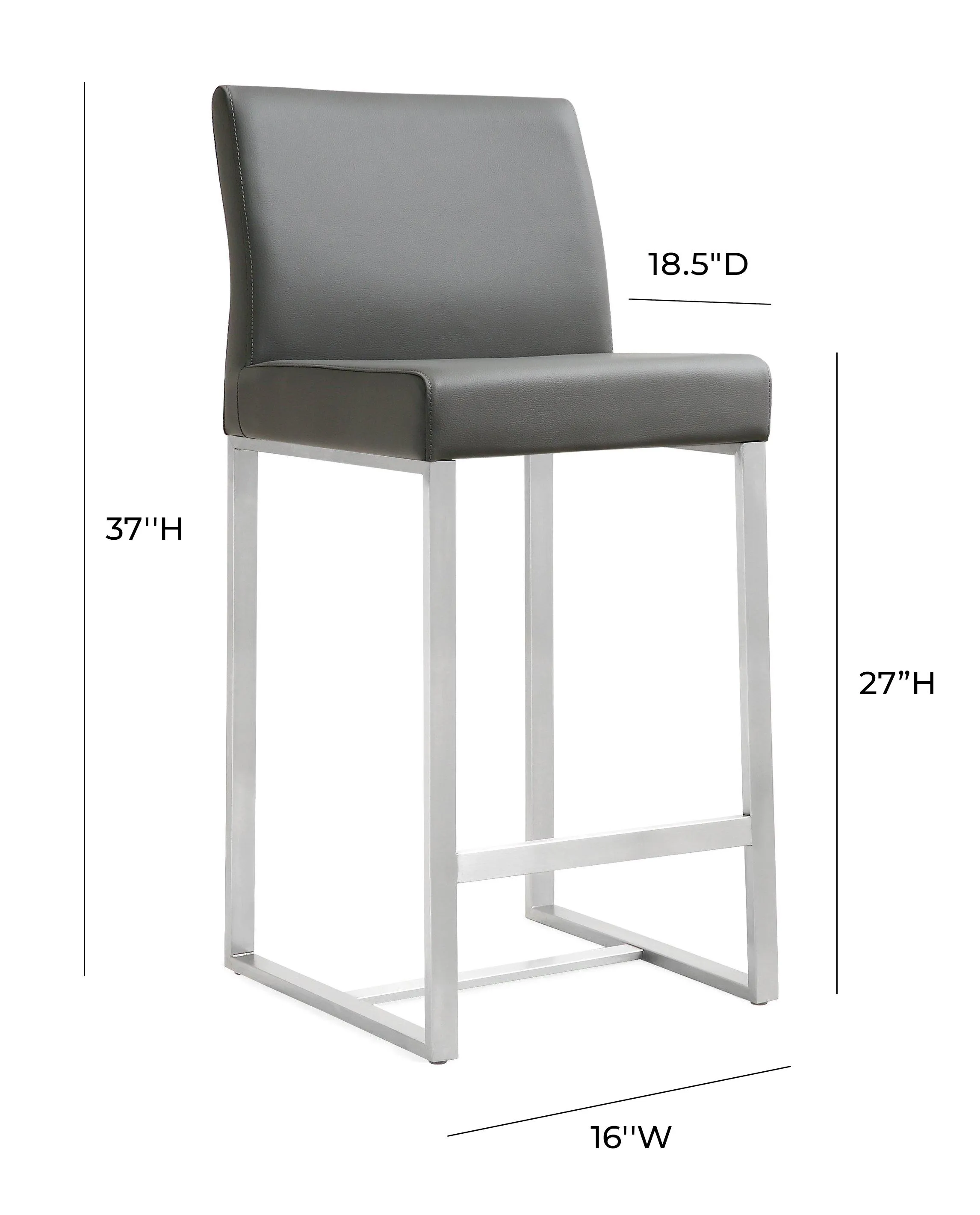 Denmark Performance Vegan Leather Stool with Silver Base - Set of 2 - Image 37