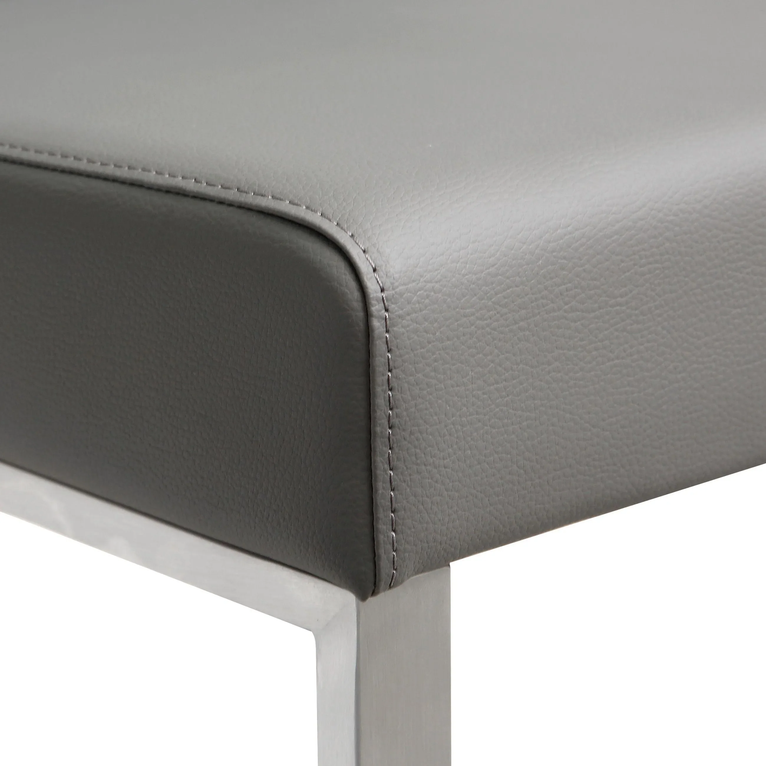 Denmark Performance Vegan Leather Stool with Silver Base - Set of 2 - Image 7