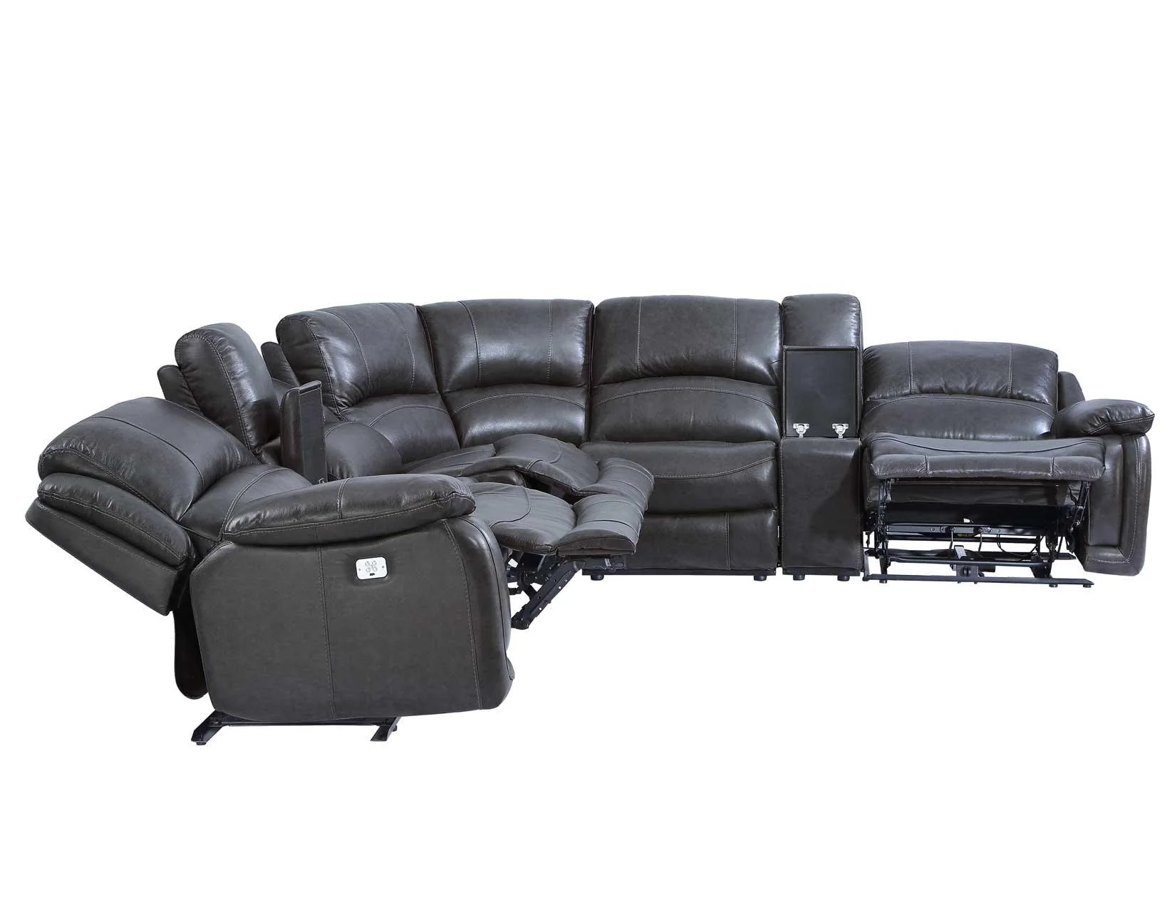 Denver Charcoal Dual-Power 6-Piece Sectional - Image 3