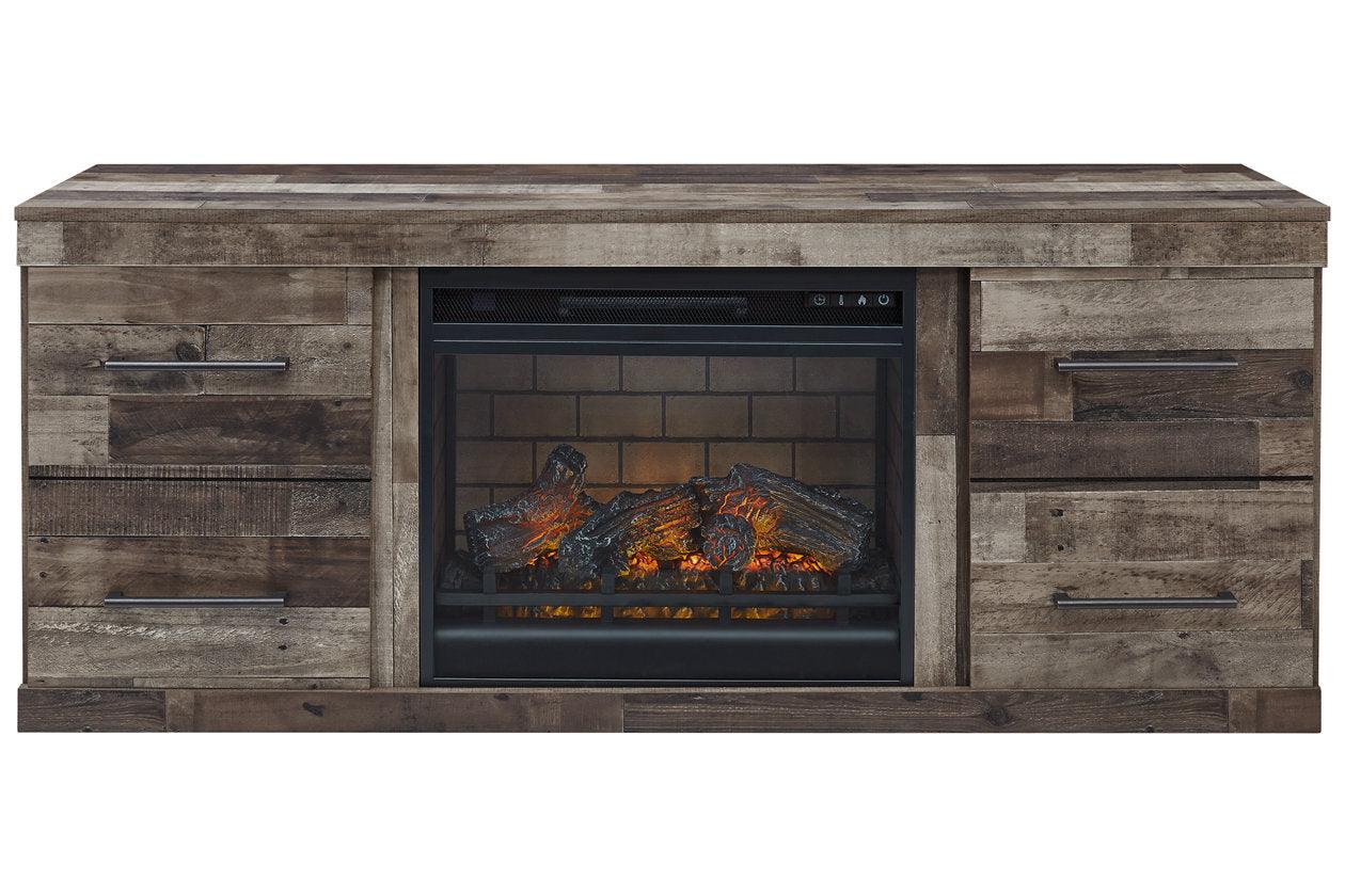 Derekson Multi Gray TV Stand with Electric Fireplace - Image 2
