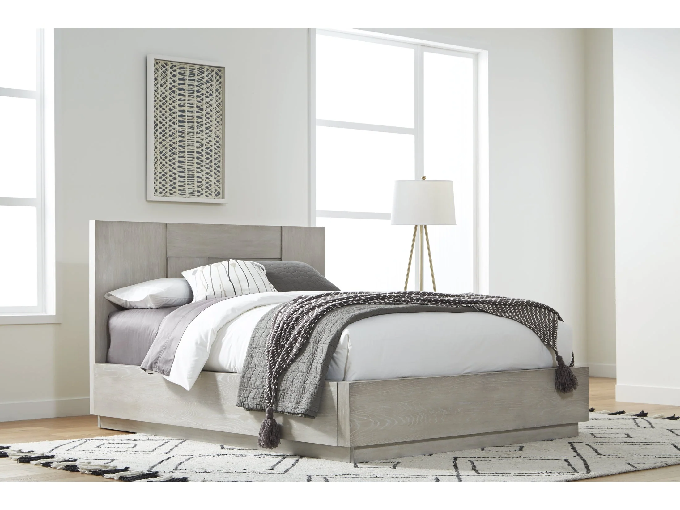 Destination Wood California King Panel Bed in Cotton Grey