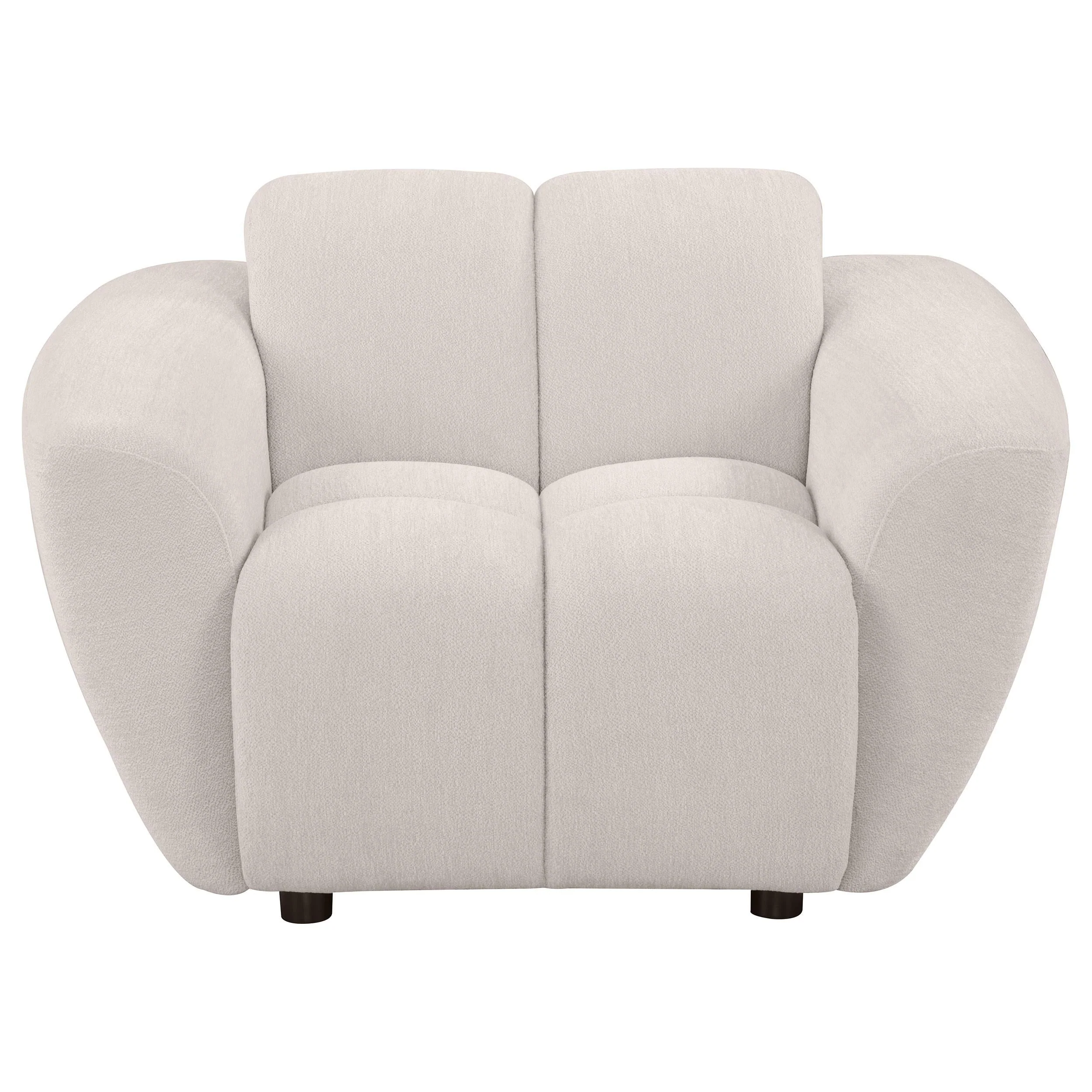 Destino Greige Chenille Upholstered Splayed Arm Accent Chair - Image 2