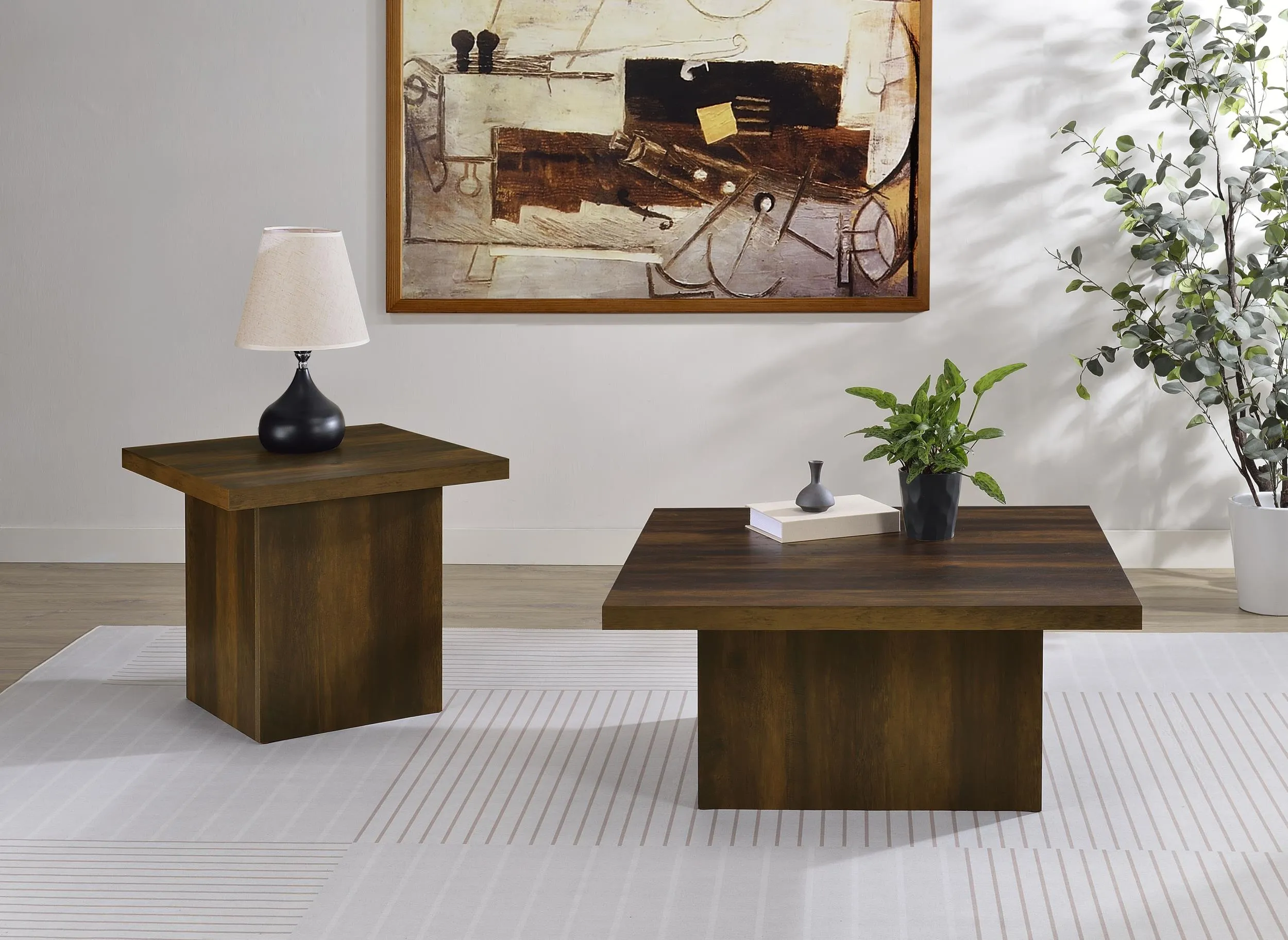 Devar Dark Pine Square Engineered Wood Side End Table - Image 9