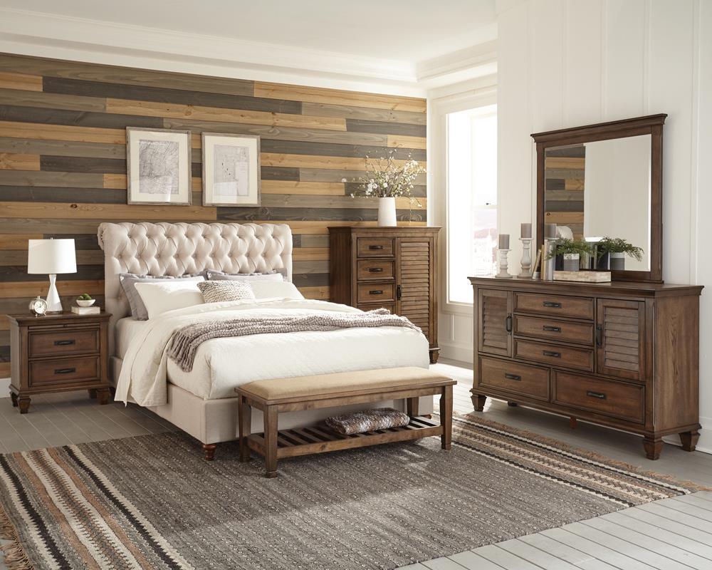 Devon Button Tufted Upholstered California King Bed Beige - Image 4