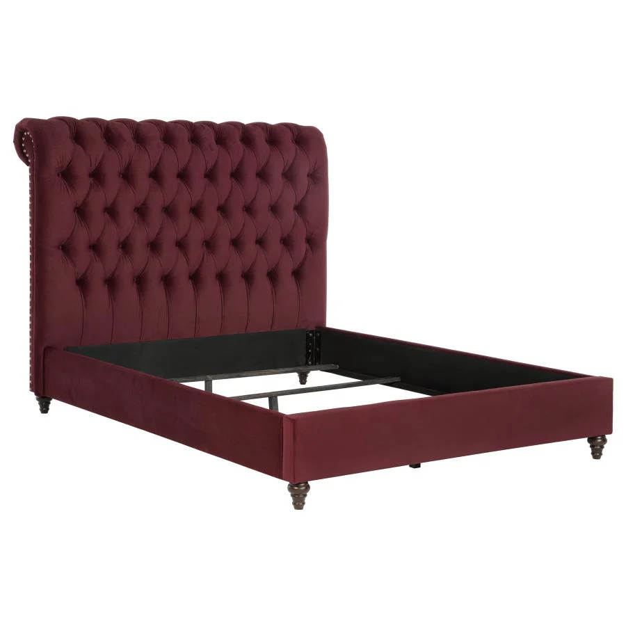 Devon Wine Red and Dark Oak 5-piece Queen Bedroom Set - Image 3