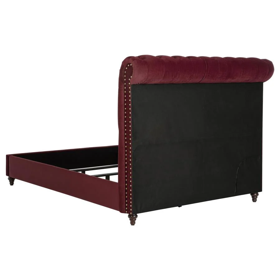 Devon Wine Red and Dark Oak 5-piece Queen Bedroom Set - Image 4