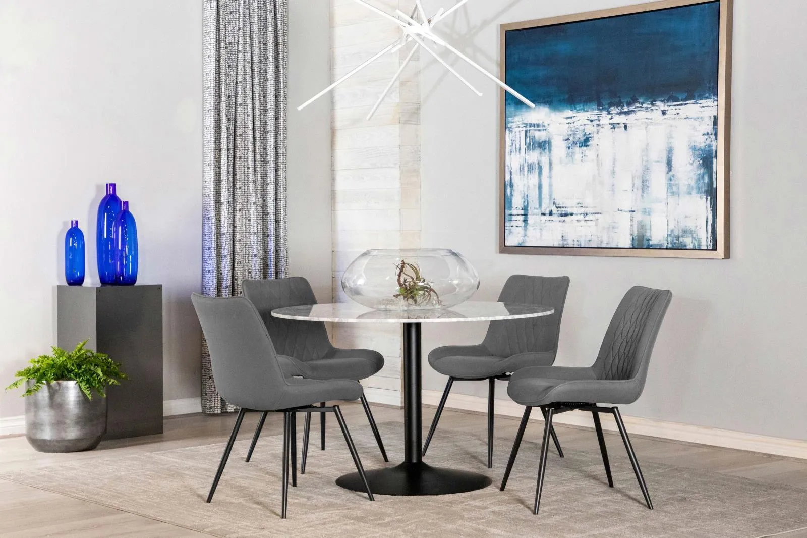 Diggs Gray and Gunmetal Upholstered Tufted Swivel Dining Chairs, Set of 2 - Image 10