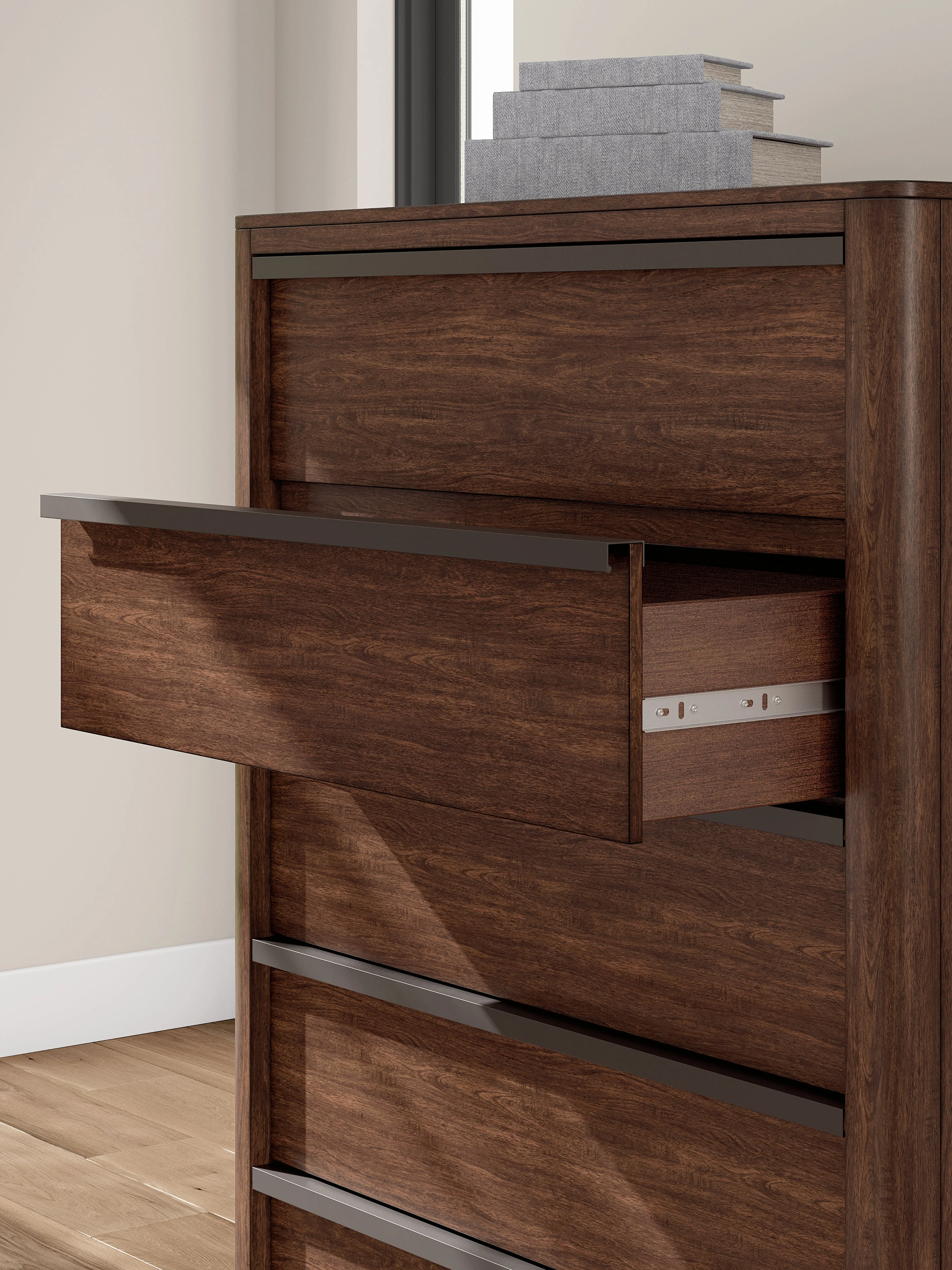Dilenno Dark Brown 5 Drawer Chest of Drawers - Image 6