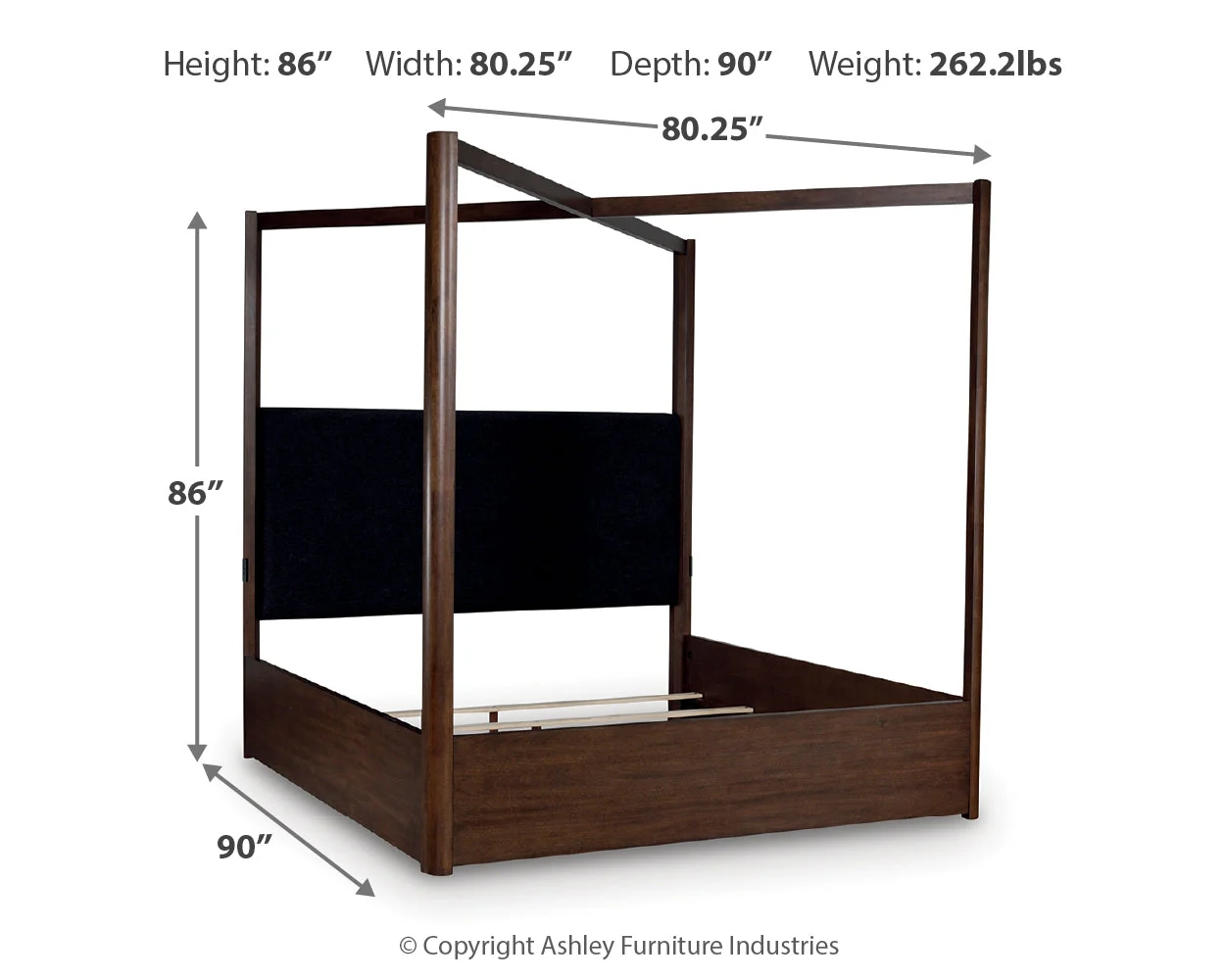 Dilenno Dark Brown California King Canopy Bed - Image 4