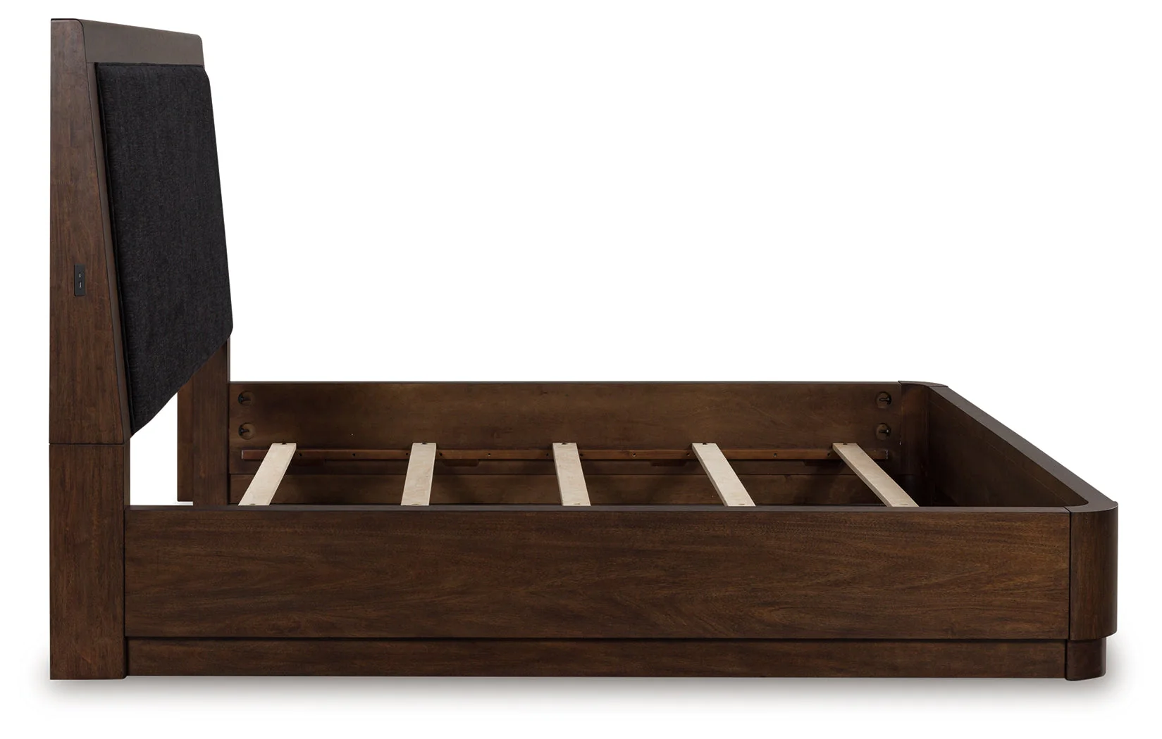 Dilenno Dark Brown California King Panel Bed with USB Ports - Image 4