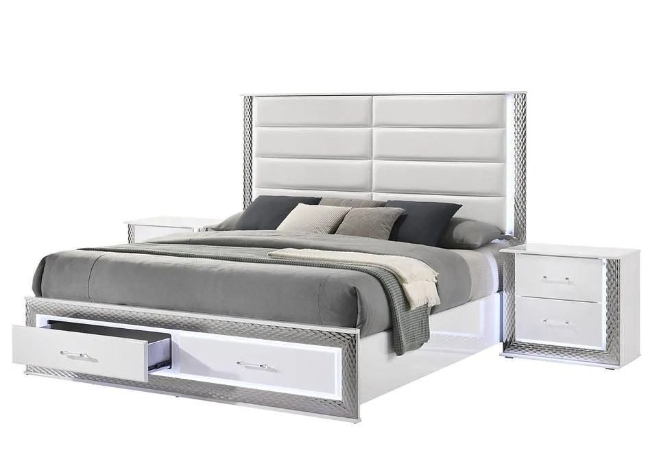 Dina Led White Platform Bedroom Set - Image 3