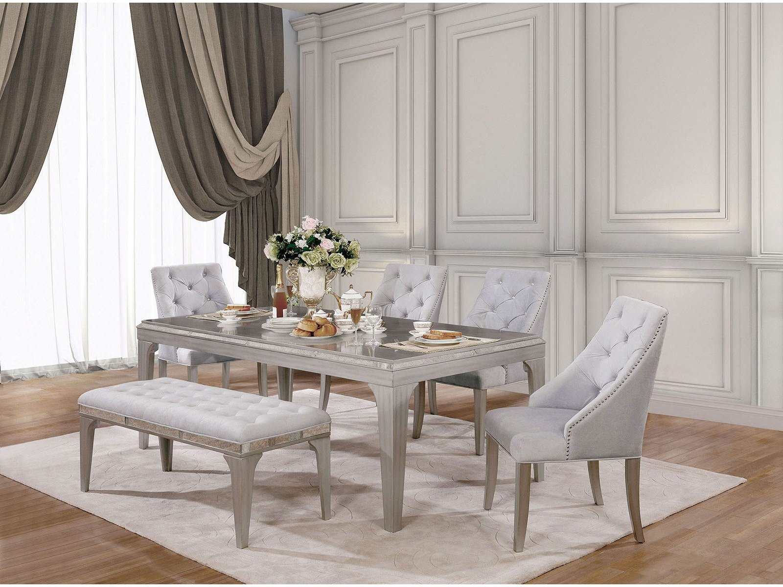 Diocles Silver & Gray 6-Piece Dining Room Set