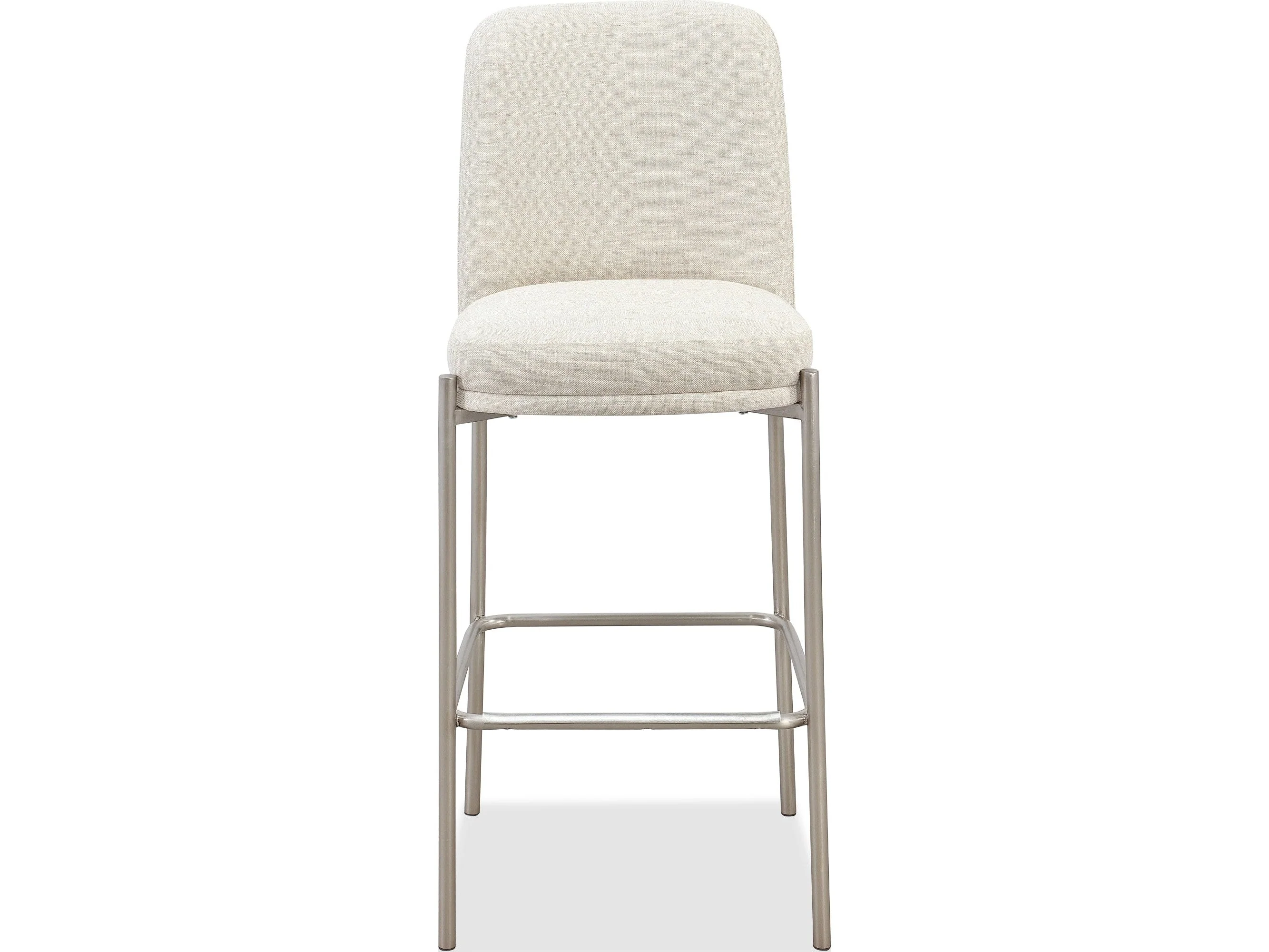 Dion Natural/Brushed Nickel Upholstered Bar Stool (Set of 2)
