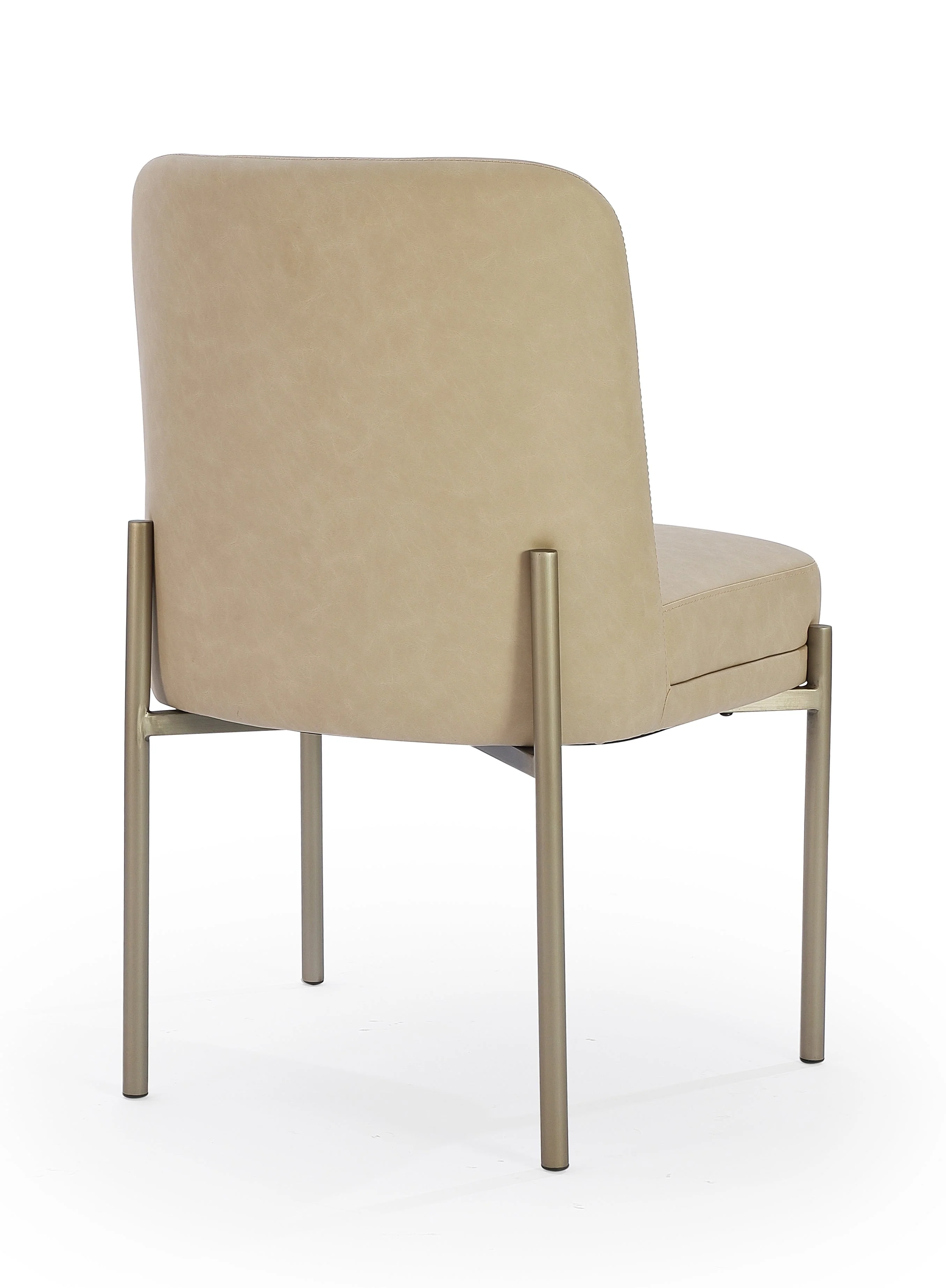 Dion Upholstered Dining Chair in Camel Synthetic Leather and Brushed Nickel Metal (Set of 2) - Image 2