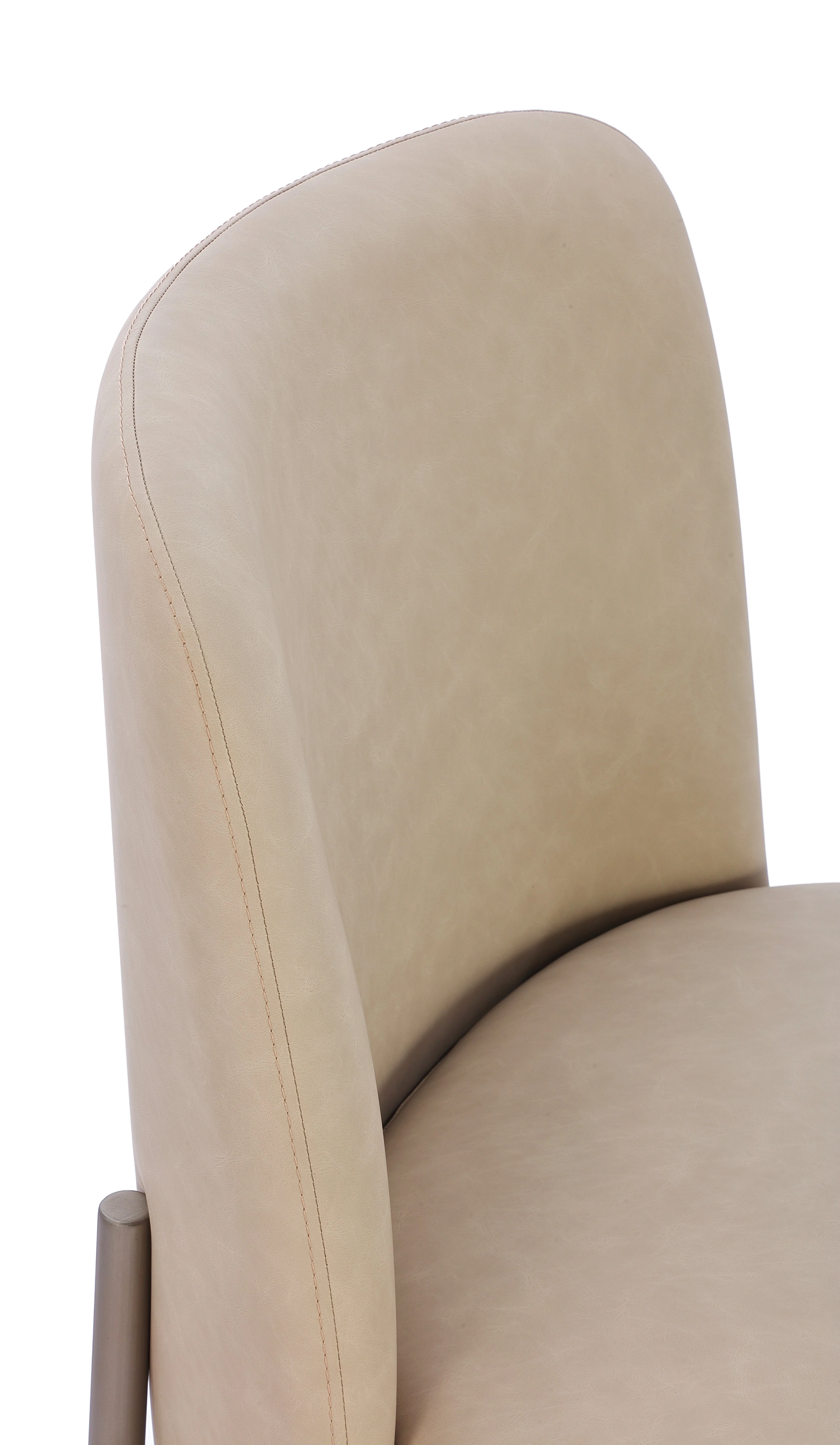 Dion Upholstered Dining Chair in Camel Synthetic Leather and Brushed Nickel Metal (Set of 2) - Image 3