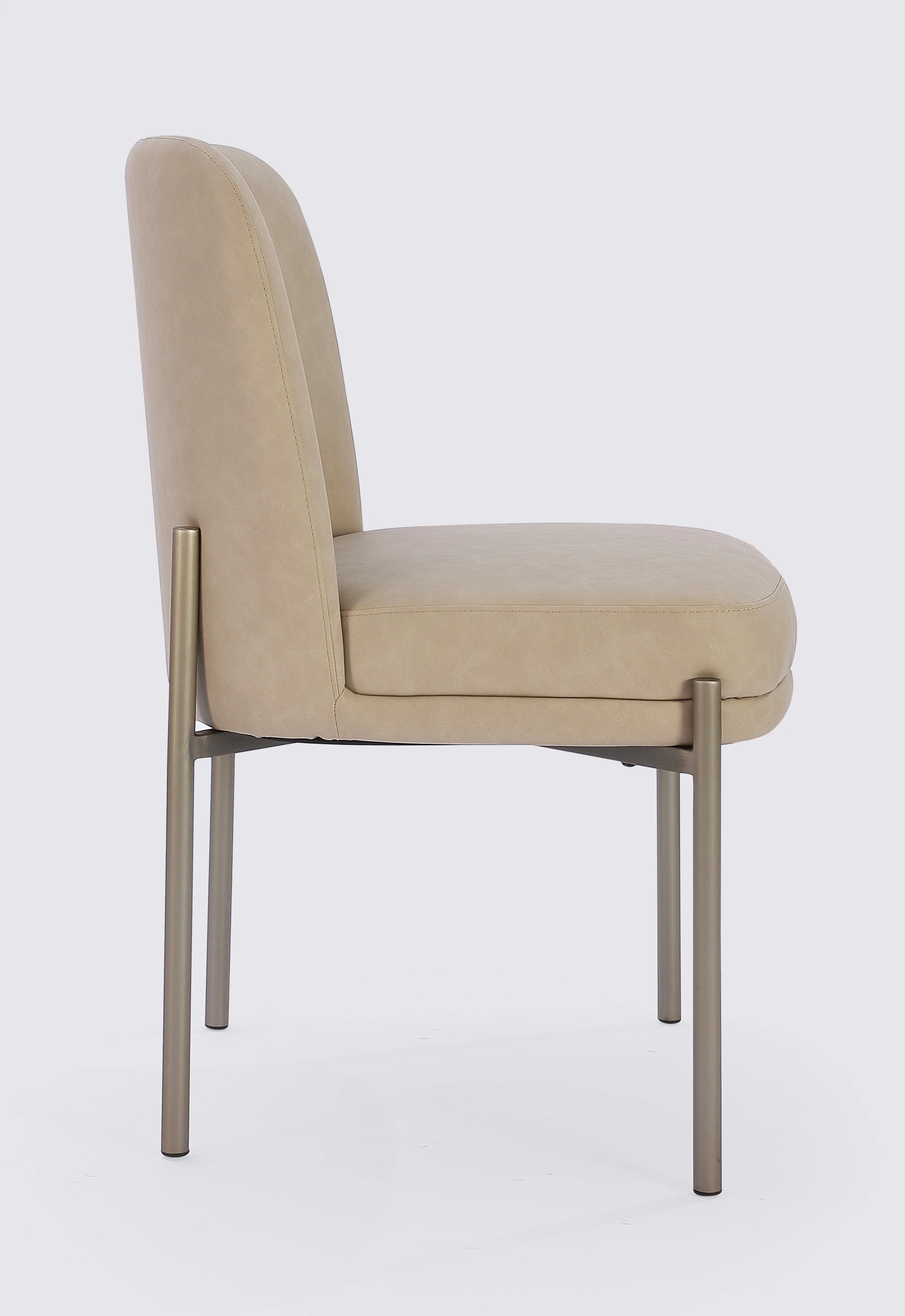 Dion Upholstered Dining Chair in Camel Synthetic Leather and Brushed Nickel Metal (Set of 2) - Image 5