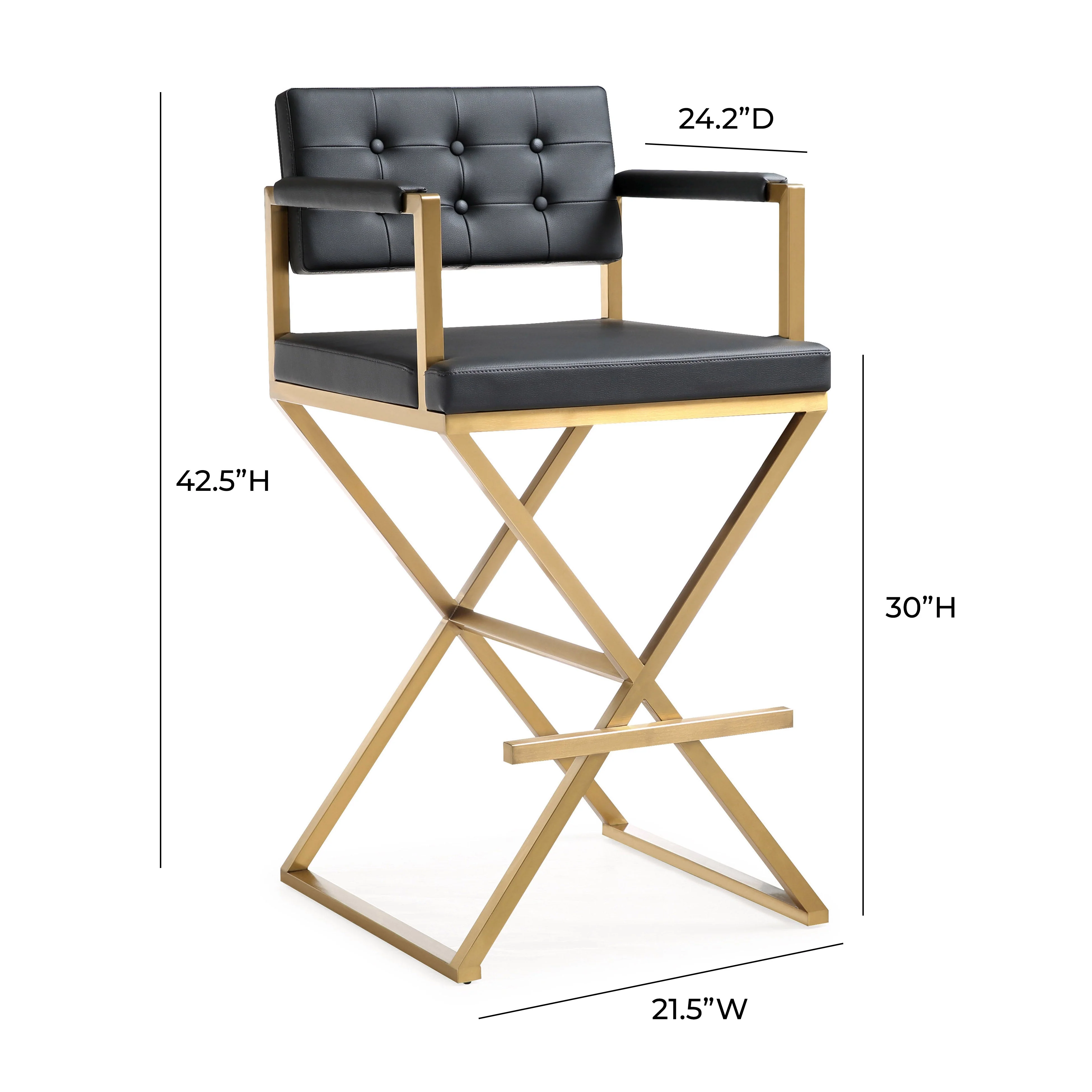 Director Performance Vegan Leather Stool with Gold Base - Image 8