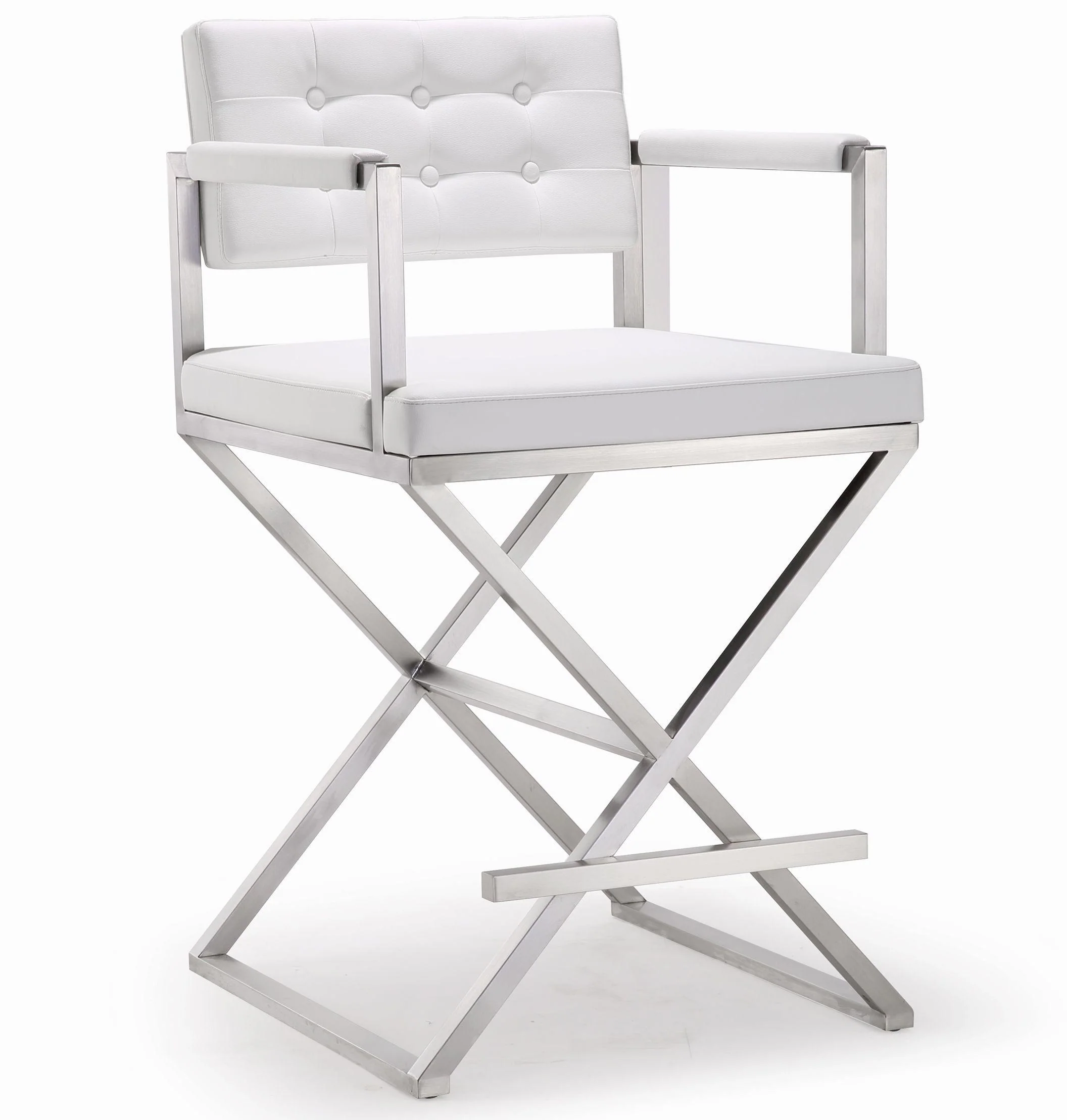 Director Performance Vegan Leather Stool with Silver Base - Image 19