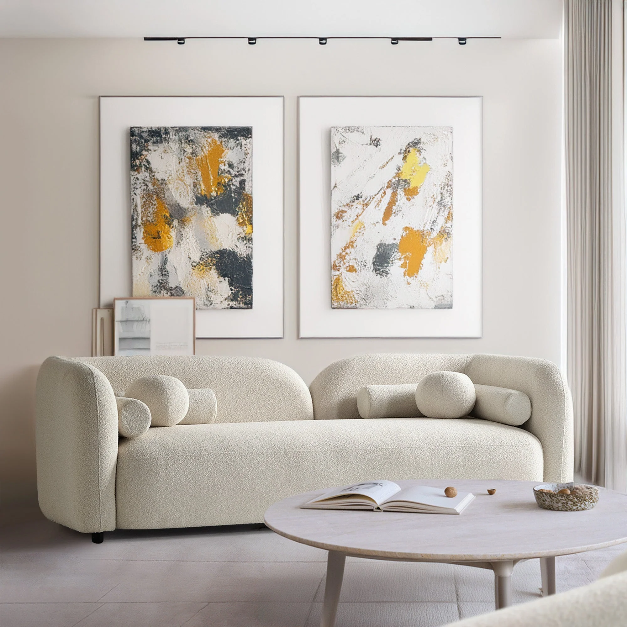 Donna Japandi Style Ivory Boucle Sofa - Image 3