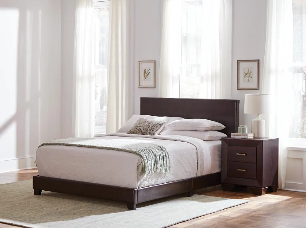 Dorian Brown Upholstered Queen Bed