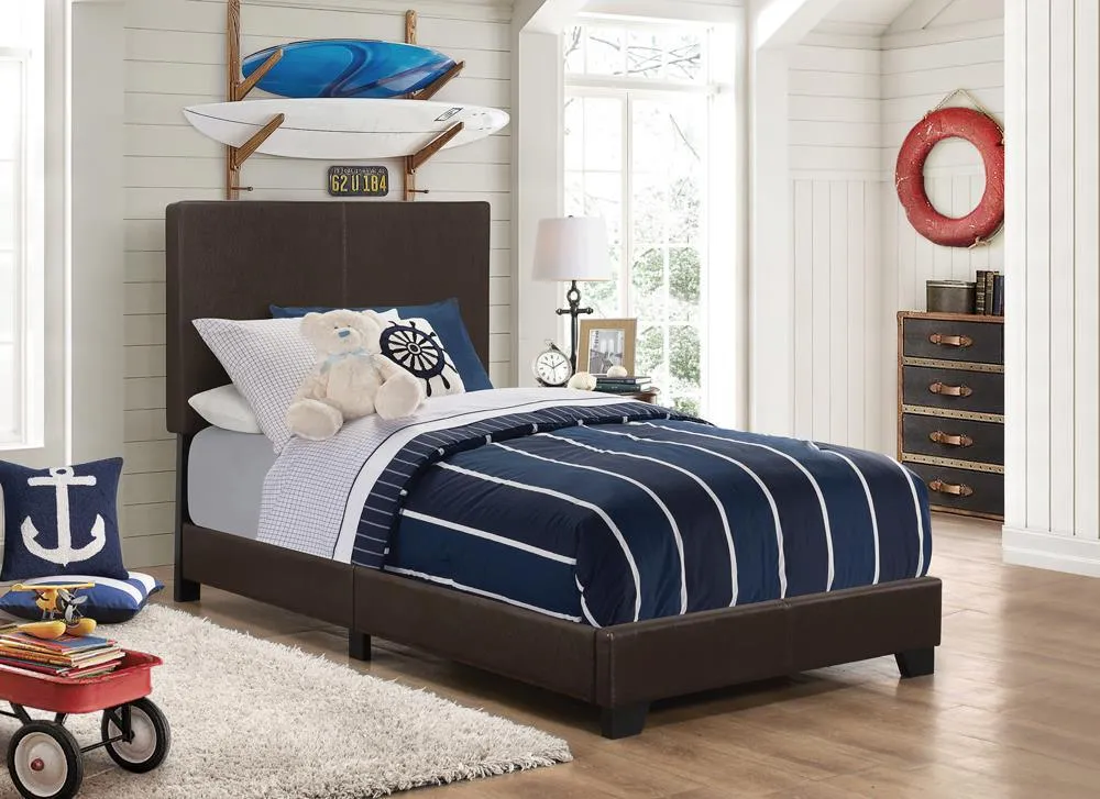 Dorian Brown Upholstered Twin Bed