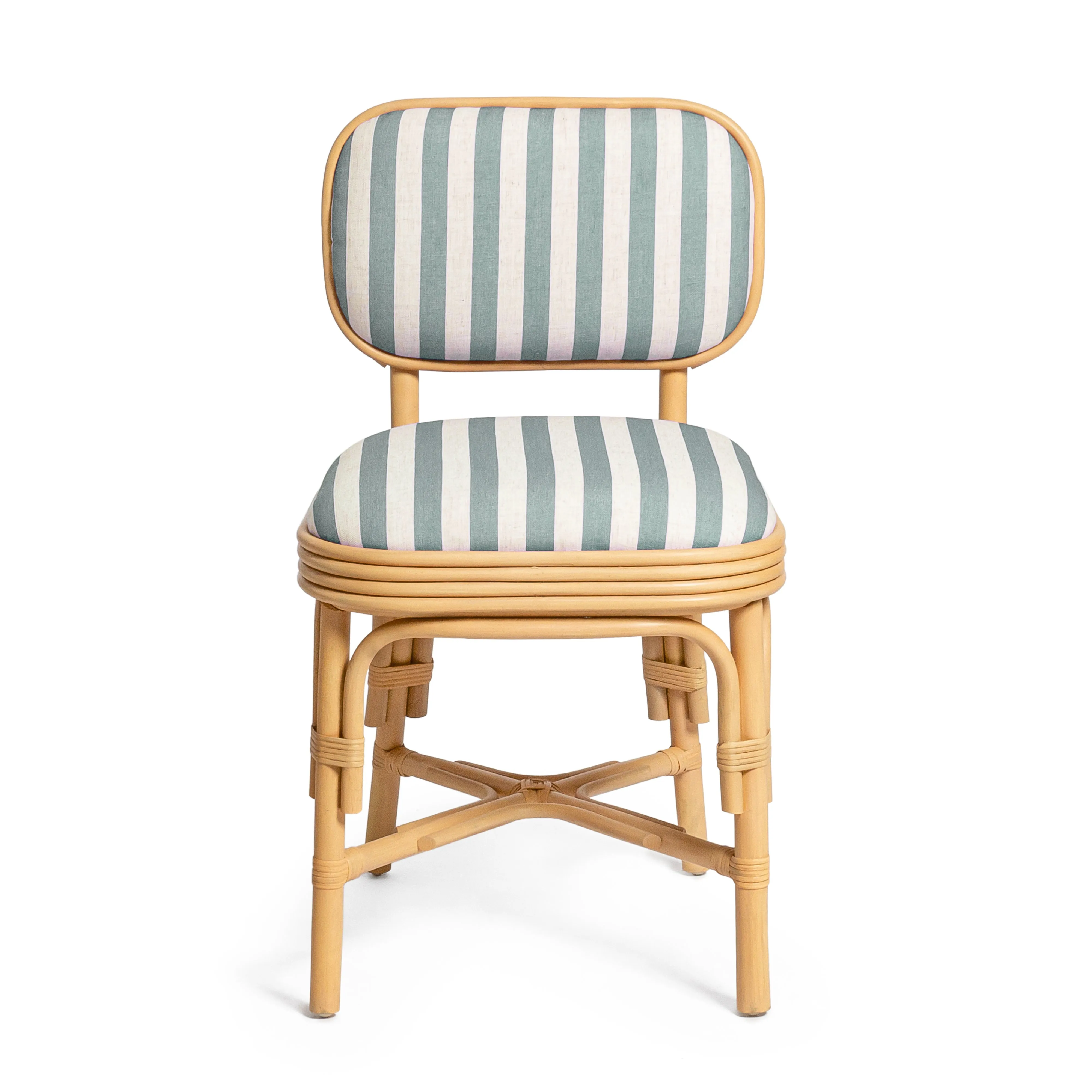 Dorine Striped Performance Linen & Rattan Dining Chair - Image 2