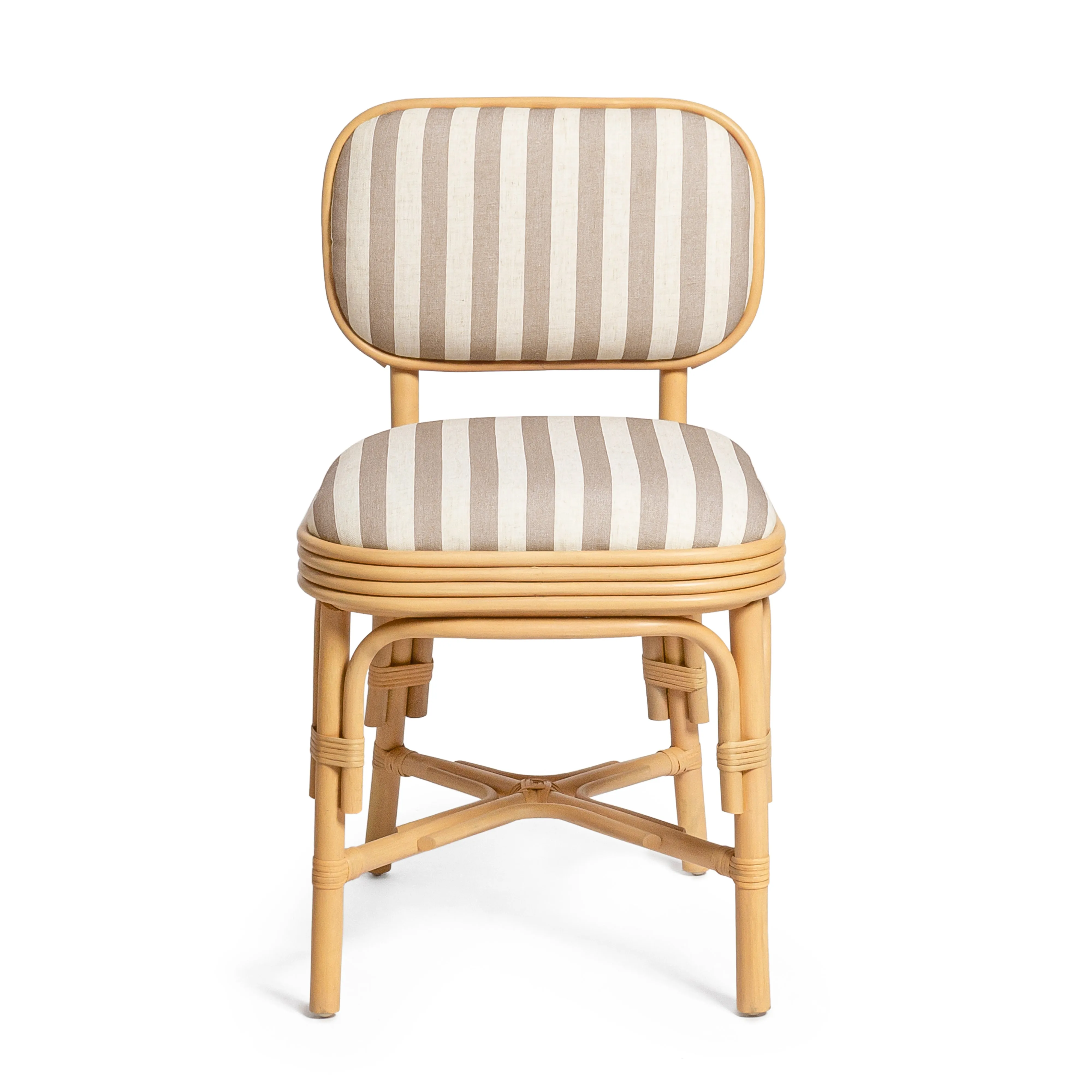 Dorine Striped Performance Linen & Rattan Dining Chair - Image 9