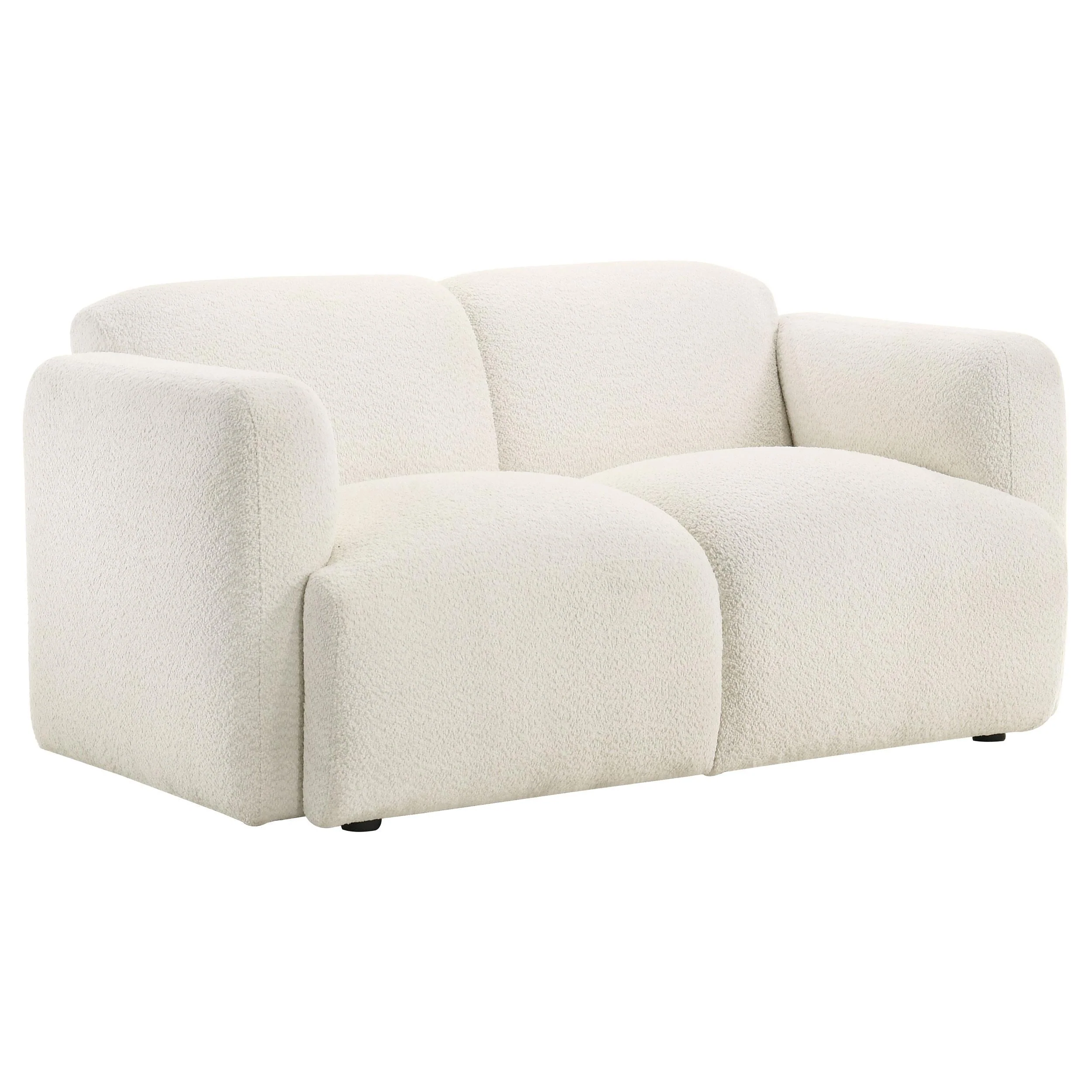 Dorset White Fabric Upholstered Round Track Arm Loveseat