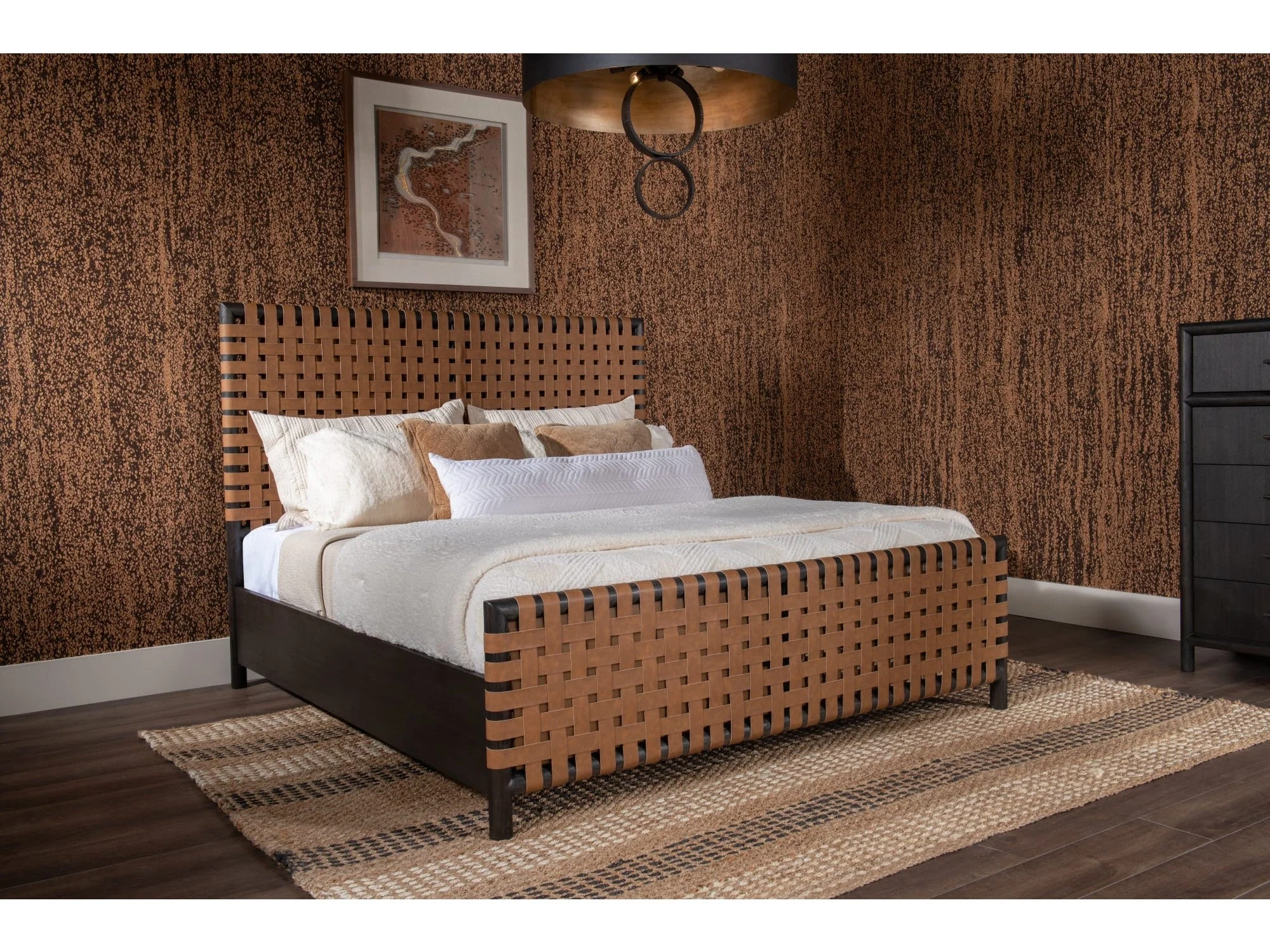 Dorsey Basalt Grey/Ginger California King Woven Panel Bed