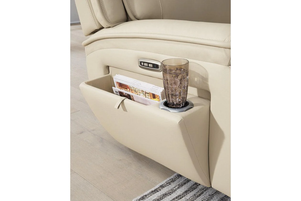 Double Deal Almond 2-Piece Power Reclining Loveseat Sectional with Console - Image 3