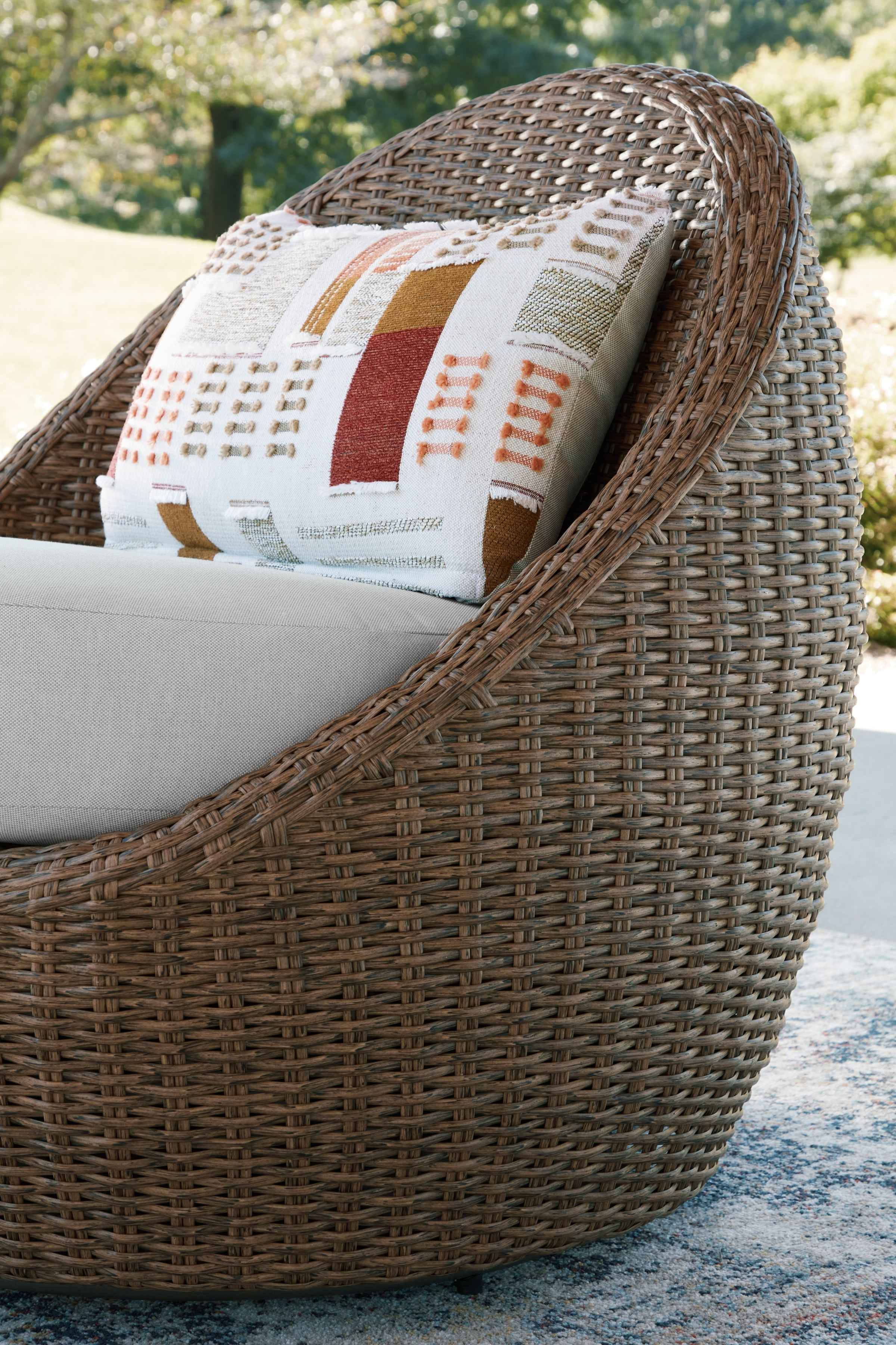 Double Point Beige Outdoor Loveseat with 2 Swivel Chairs (Set of 3) - Image 5