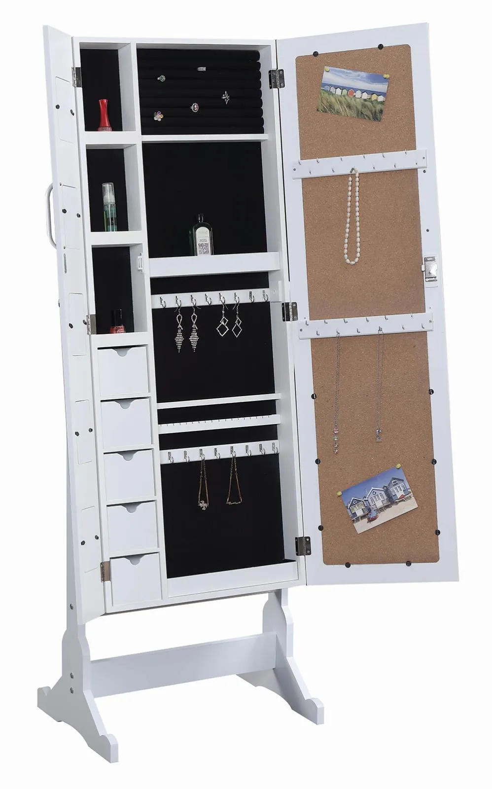 Doyle White Jewelry Cheval Mirror with Picture Frames - Image 4