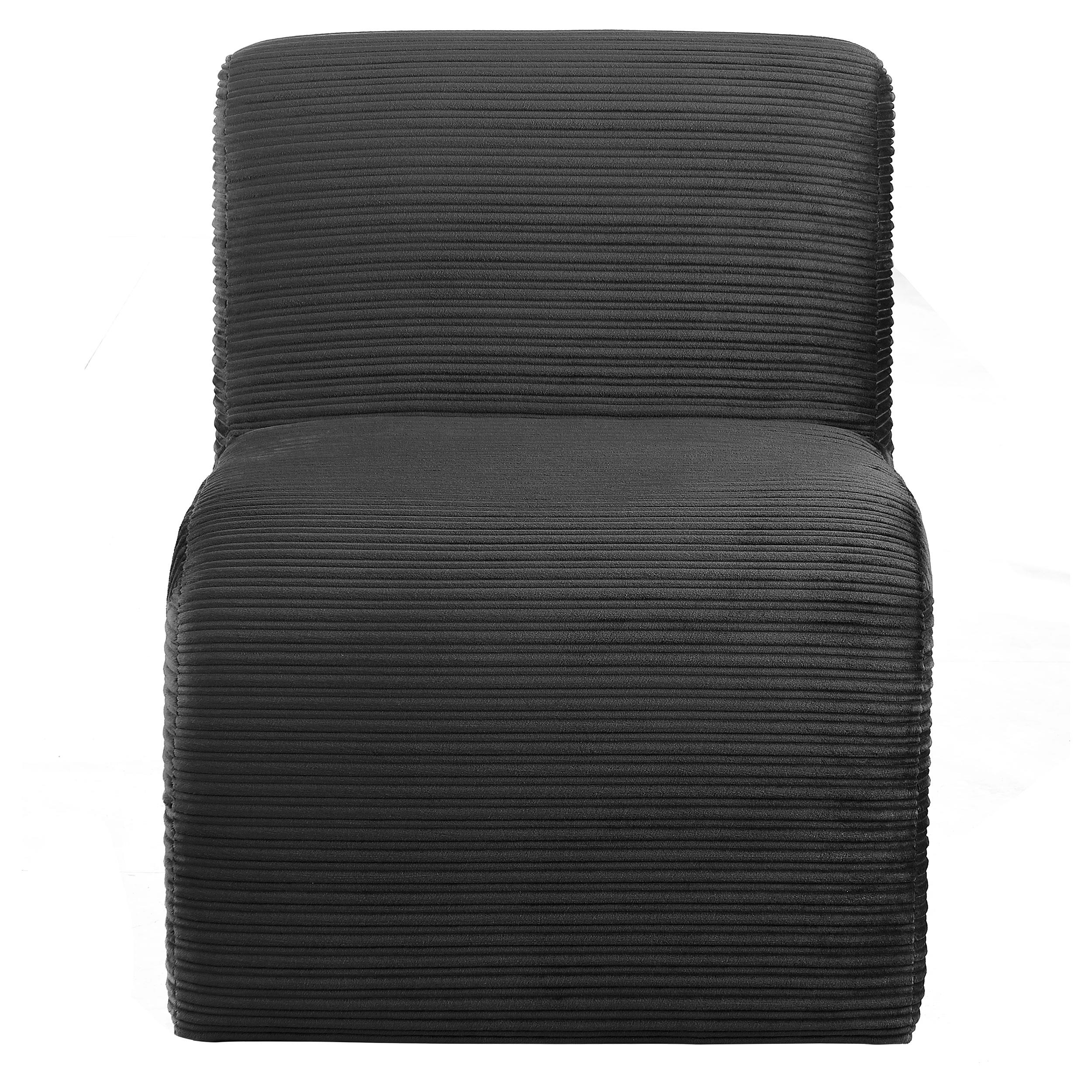 Drayton Black Upholstered Curved Armless Accent Chair - Image 3