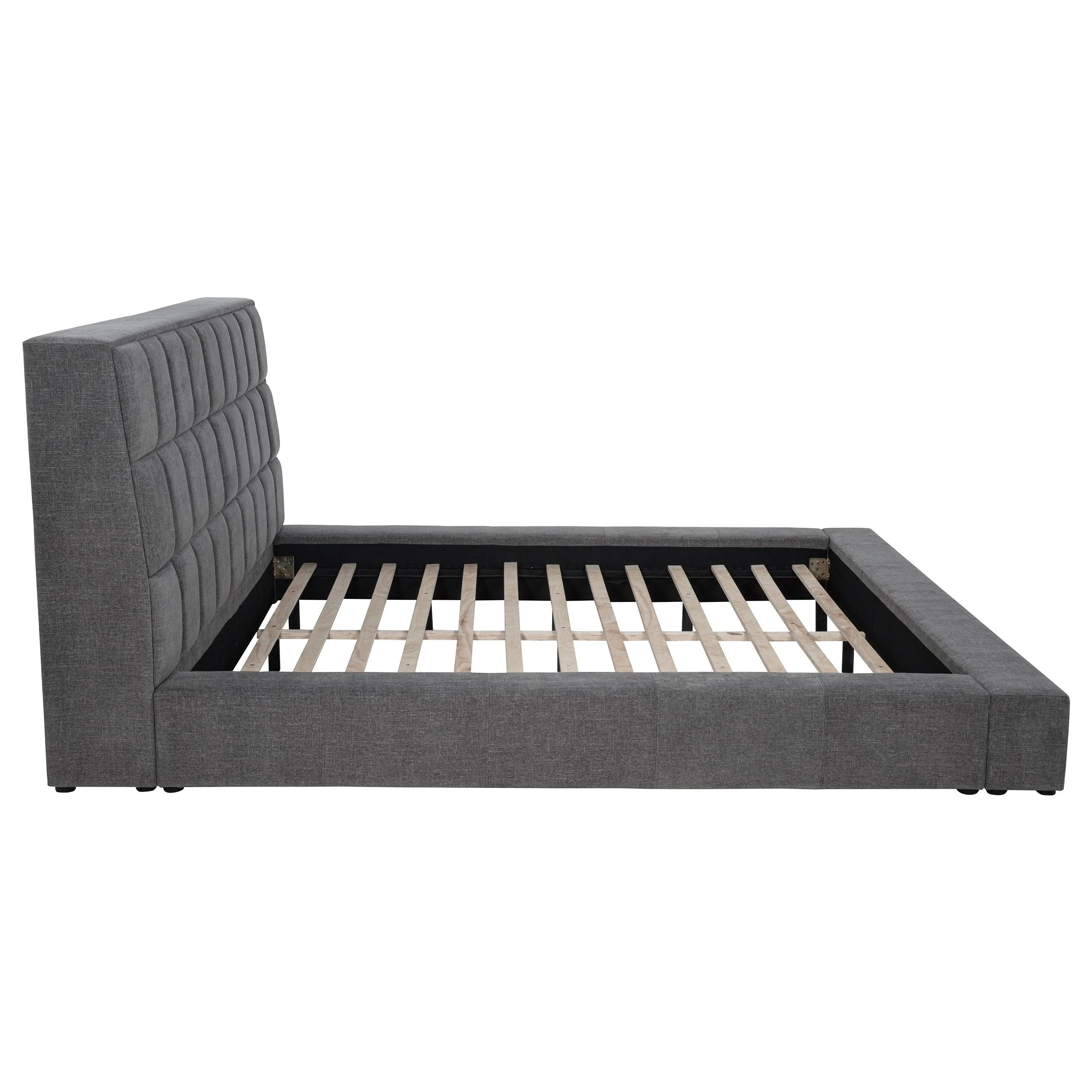 Dreux Gray Upholstered California King Panel Platform Bed - Image 8