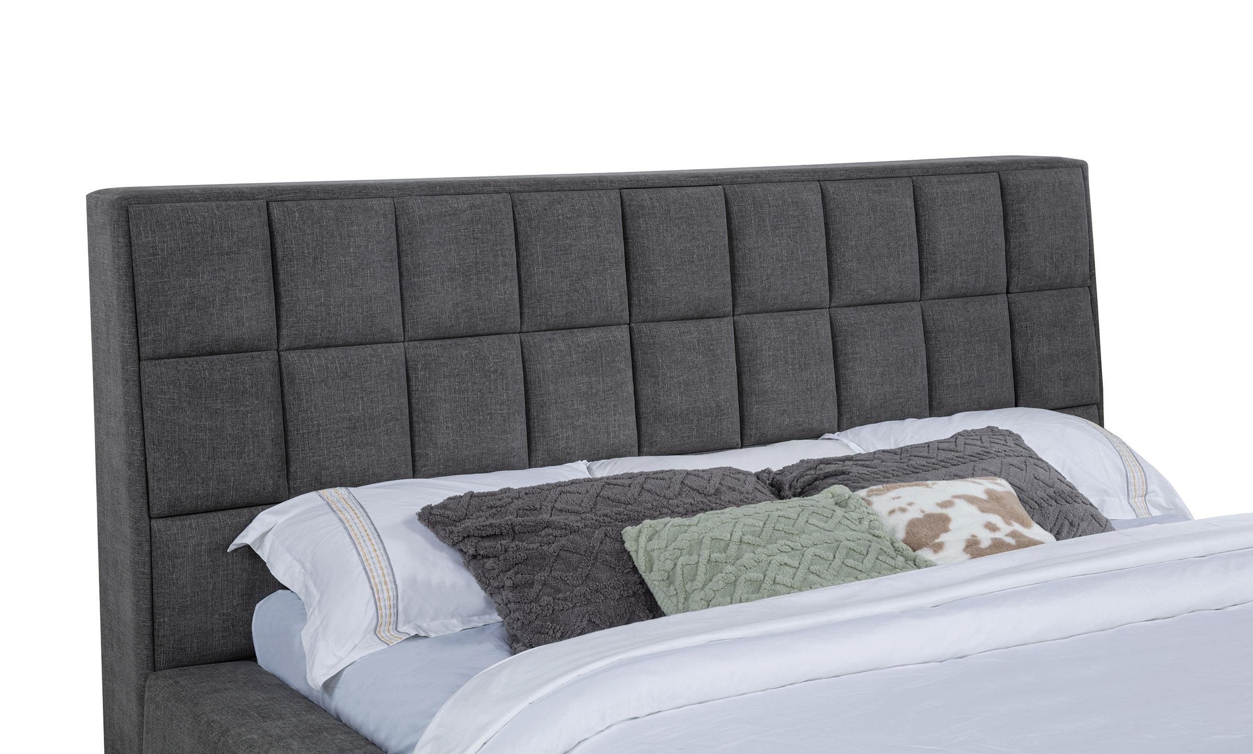 Dreux Gray Upholstered California King Panel Platform Bed - Image 9