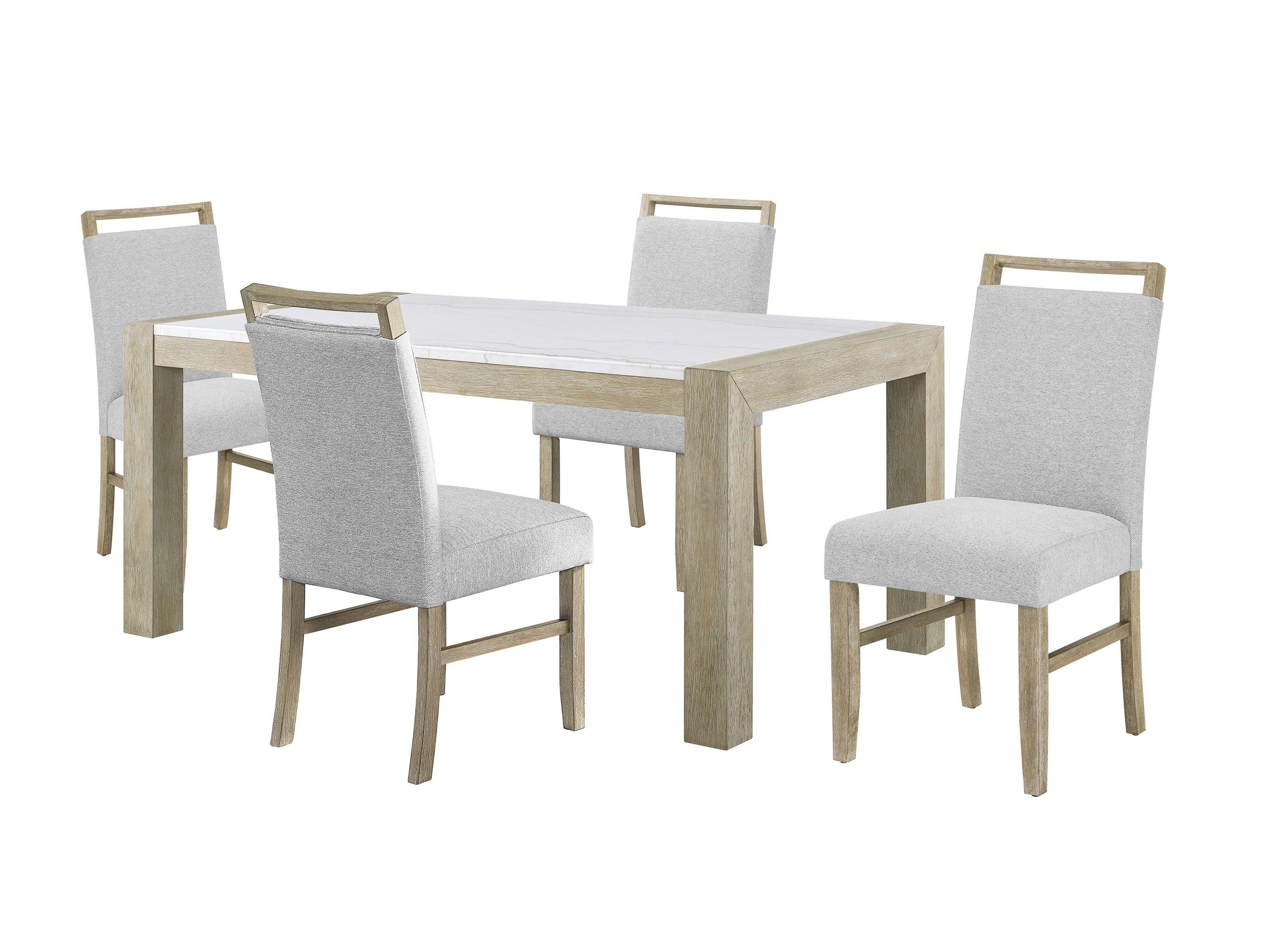 Dune Light Gray Genuine Marble Dining Set - Image 2