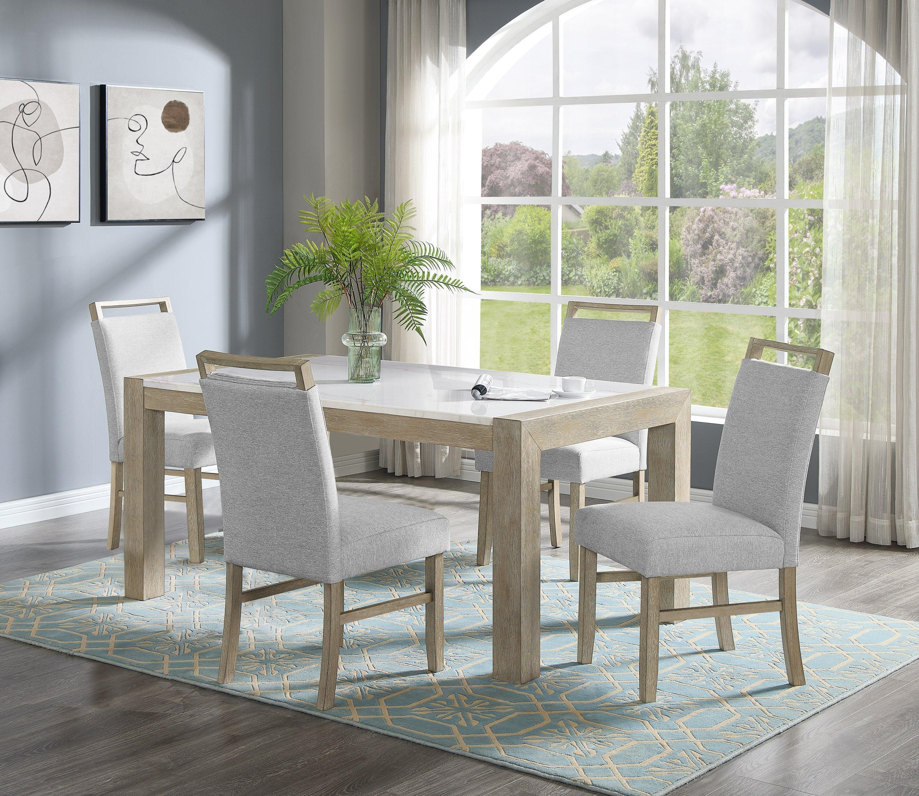 Dune Light Gray Genuine Marble Dining Set - Image 3