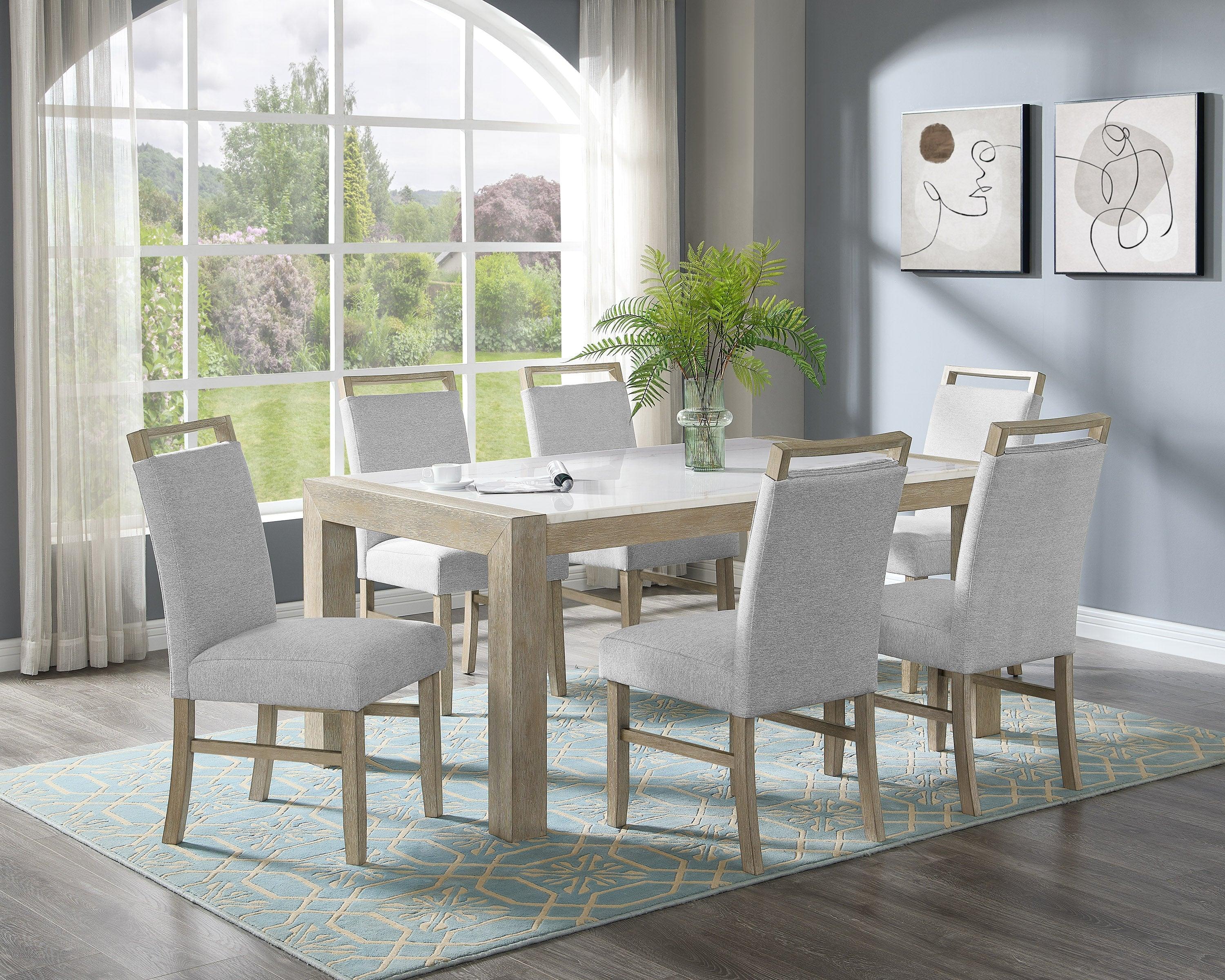 Dune Light Gray Genuine Marble Dining Set - Image 4
