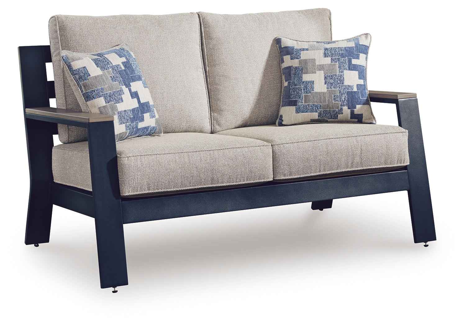 East Beach Navy Blue/Driftwood Outdoor Sofa and Loveseat - Image 3