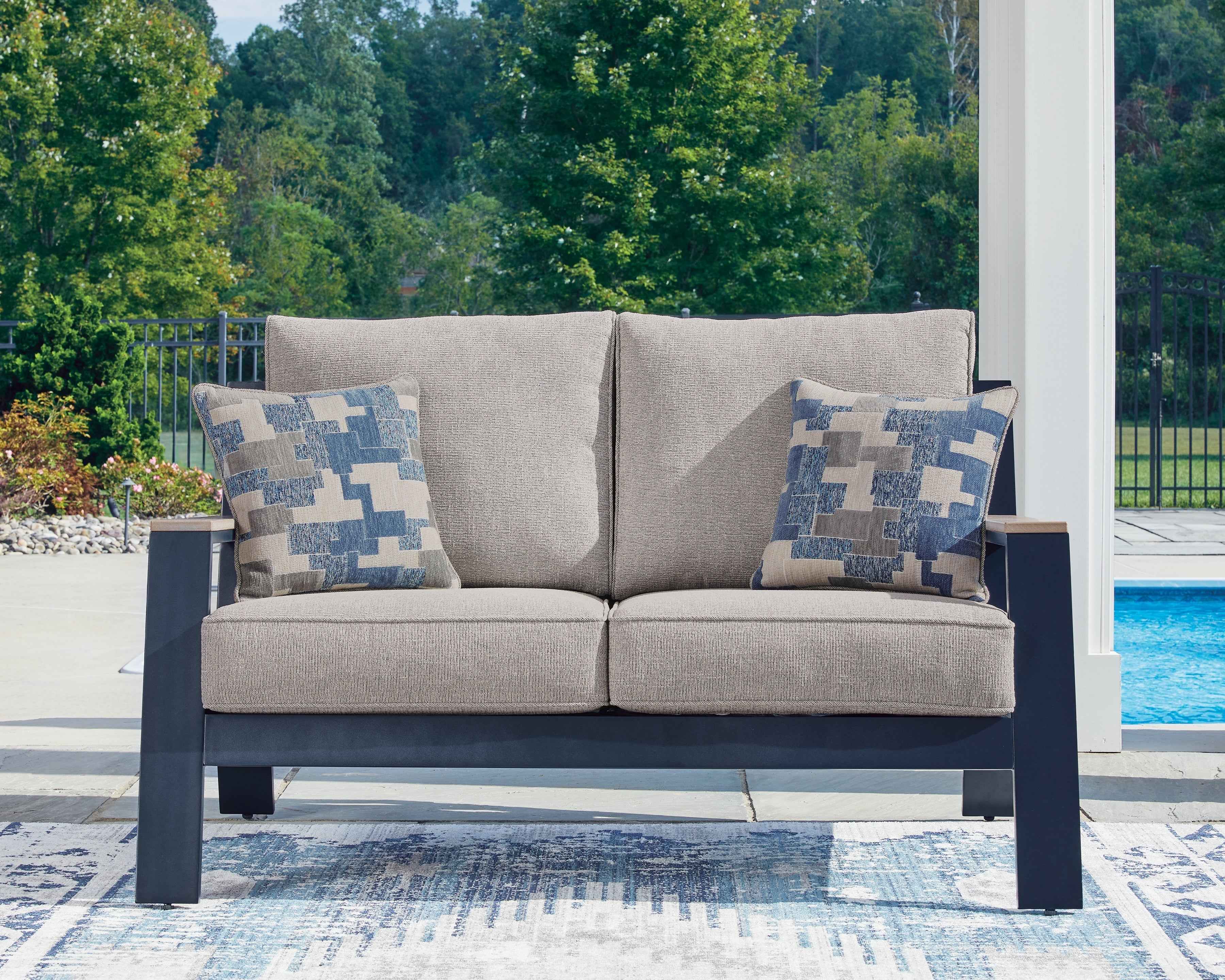 East Beach Navy Blue/Driftwood Outdoor Sofa and Loveseat - Image 8