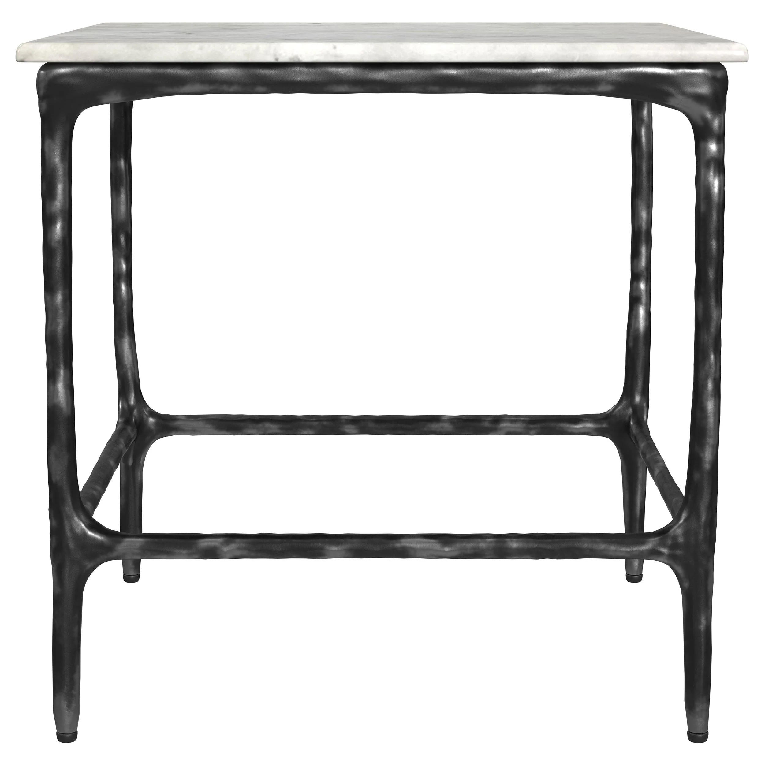 Ebby White Square Genuine Marble Top Metal End Table - Image 5