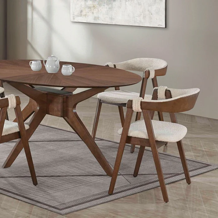 Ebikon Walnut Round 5-Piece Dining Room Set - Image 2