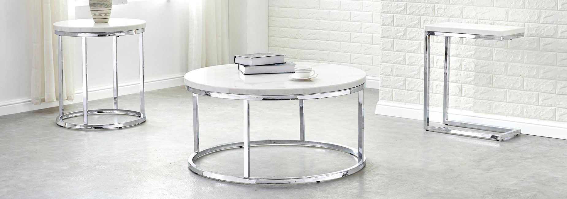 Echo White Marble Top Chairside End Table - Image 12
