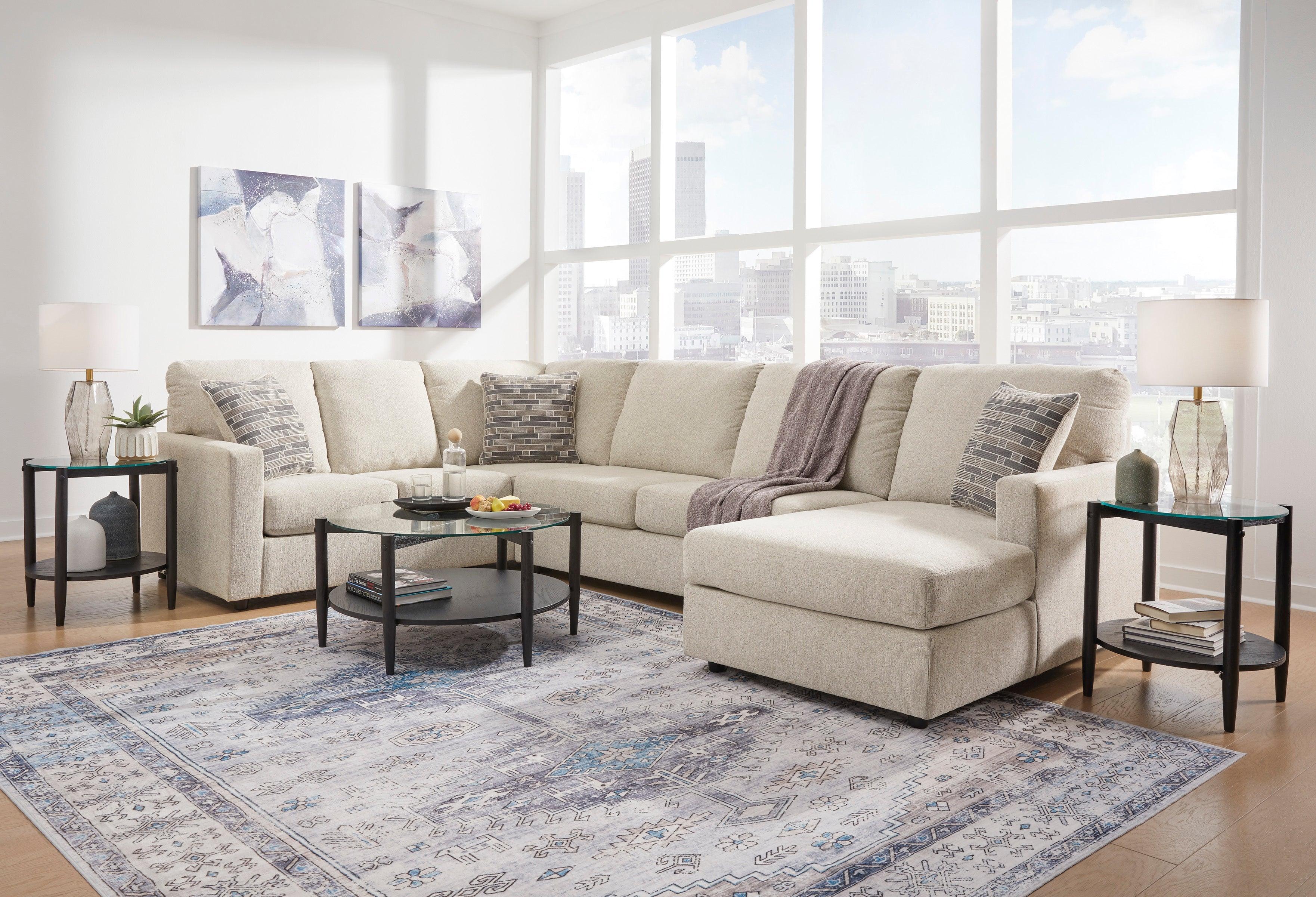 Edenfield Linen 3-Piece Right Arm Facing (RAF) Chaise Sectional